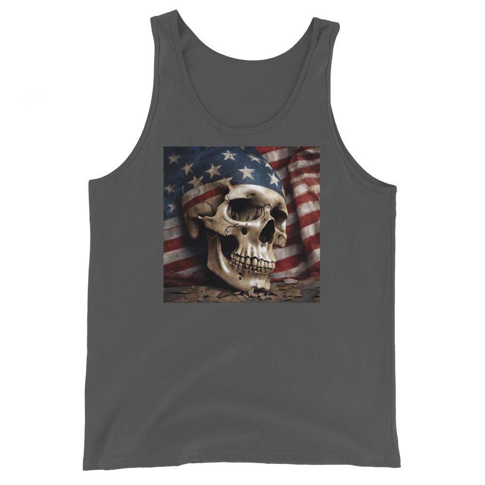 Skull and Flag Print Men's Tank Top Asphalt