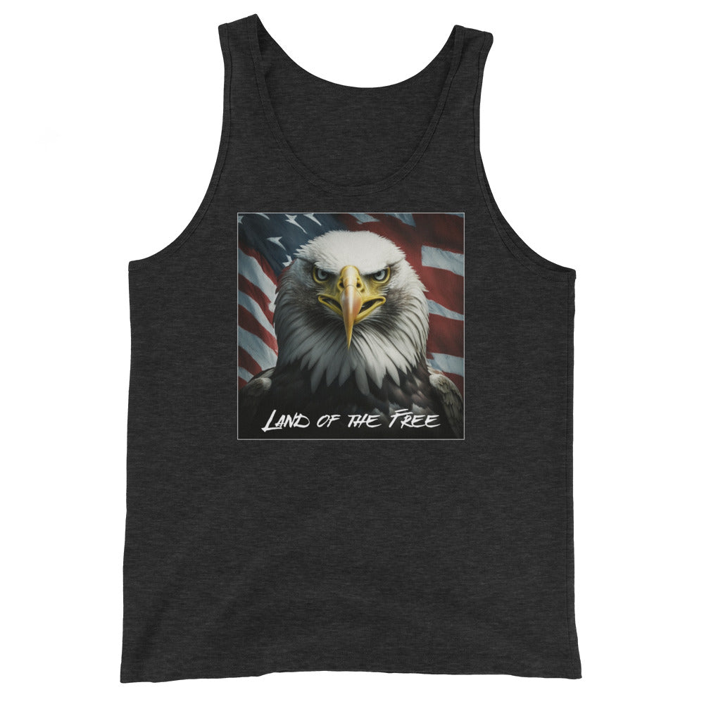 Land of The Free Men's Tank Top Charcoal-Black Triblend