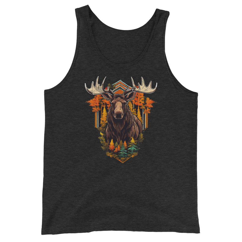 Moose & Forest Emblem Men's Tank Top Charcoal-Black Triblend