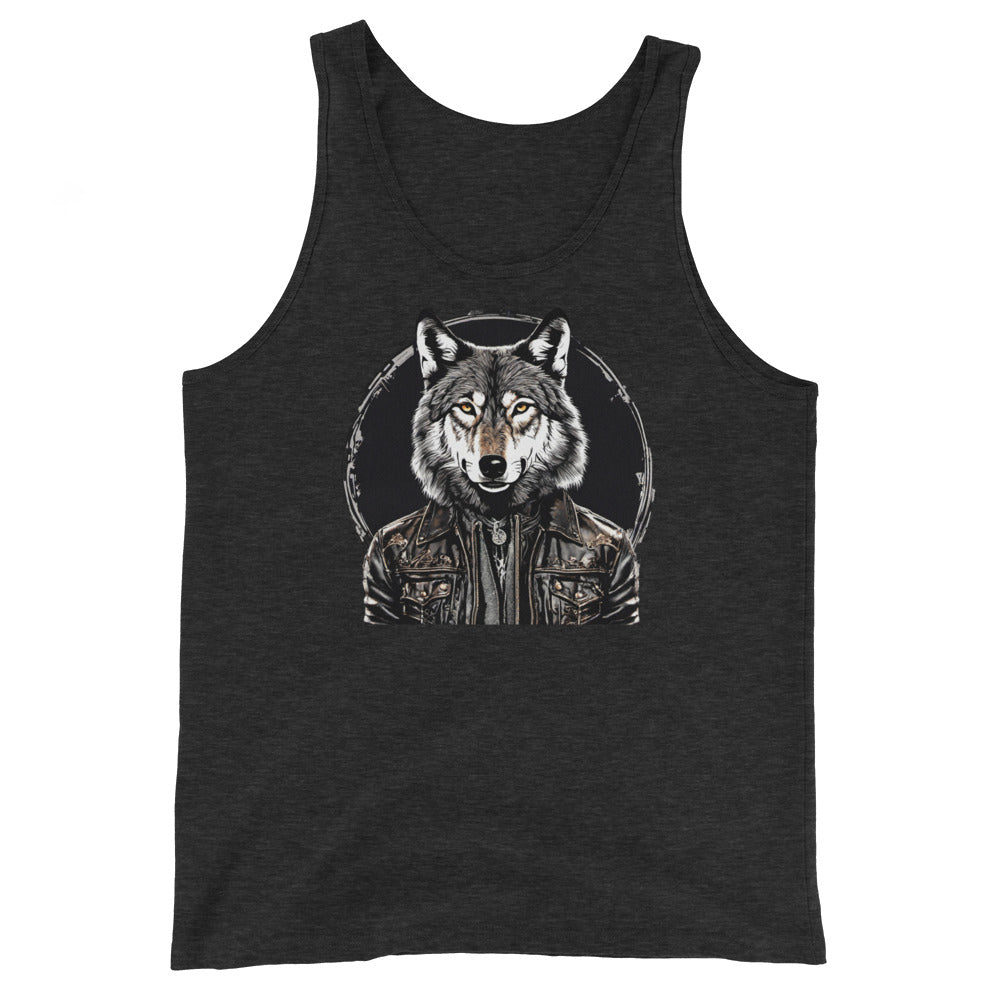 Golden-Eyed Lone Wolf Men's Tank Top Charcoal-Black Triblend
