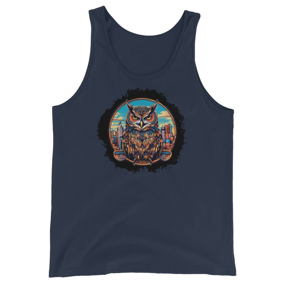 Owl in the City Emblem Men's Tank Top Navy