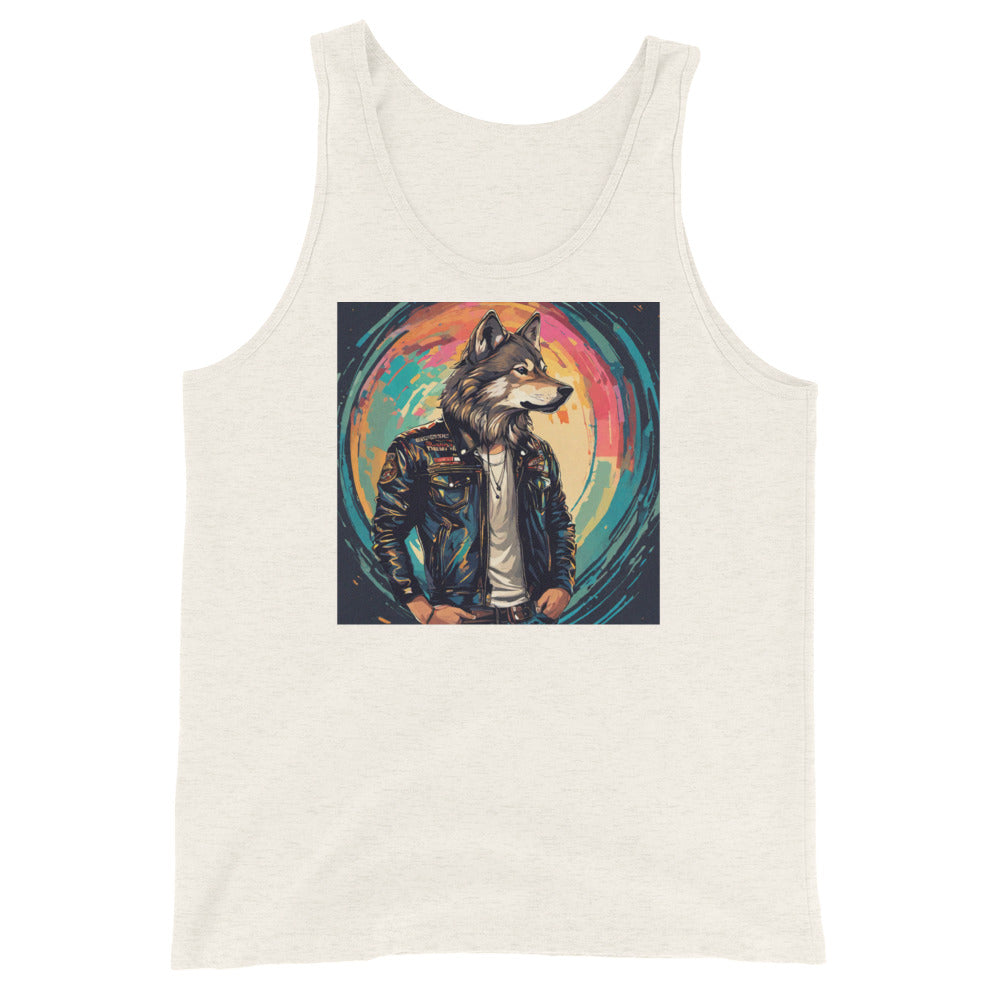 Colorful Urban Wolf Men's Tank Top Oatmeal Triblend