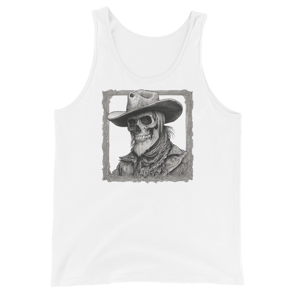 Cowboy Reaper Graphic Men's Tank Top White