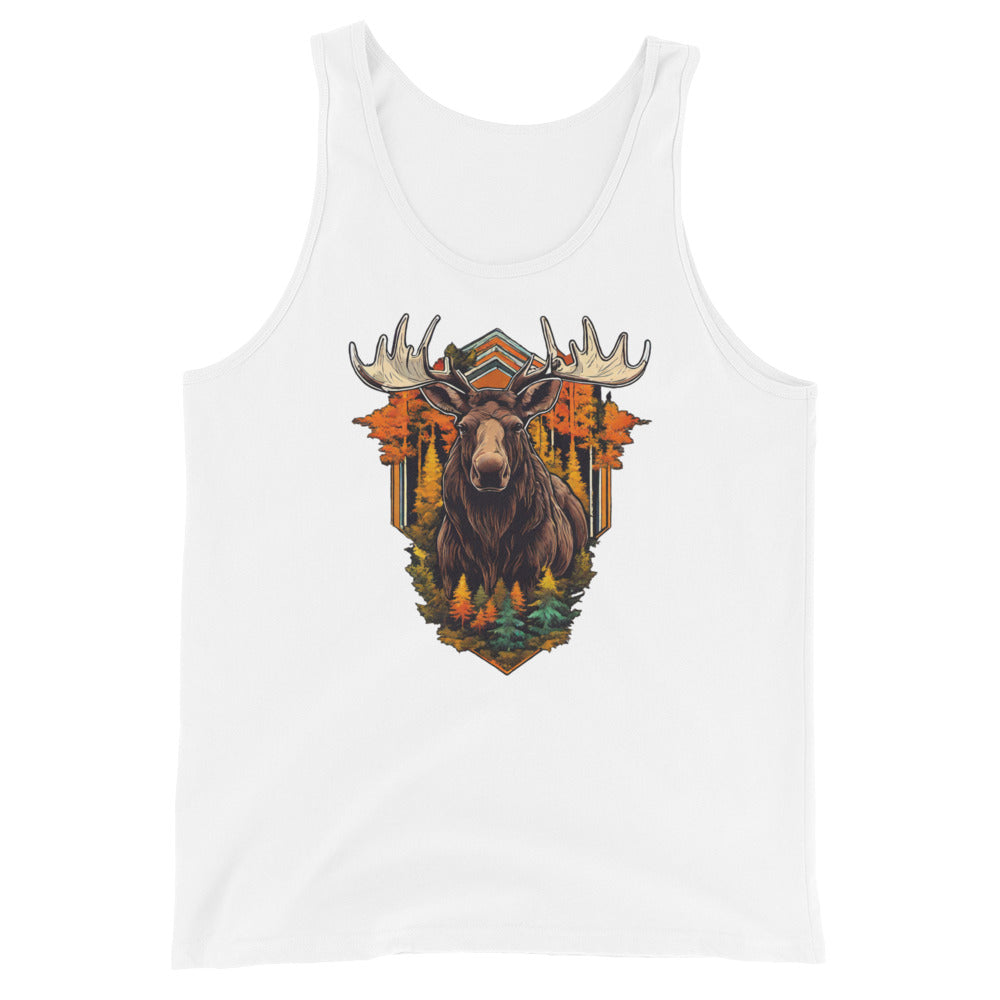 Moose & Forest Emblem Men's Tank Top White
