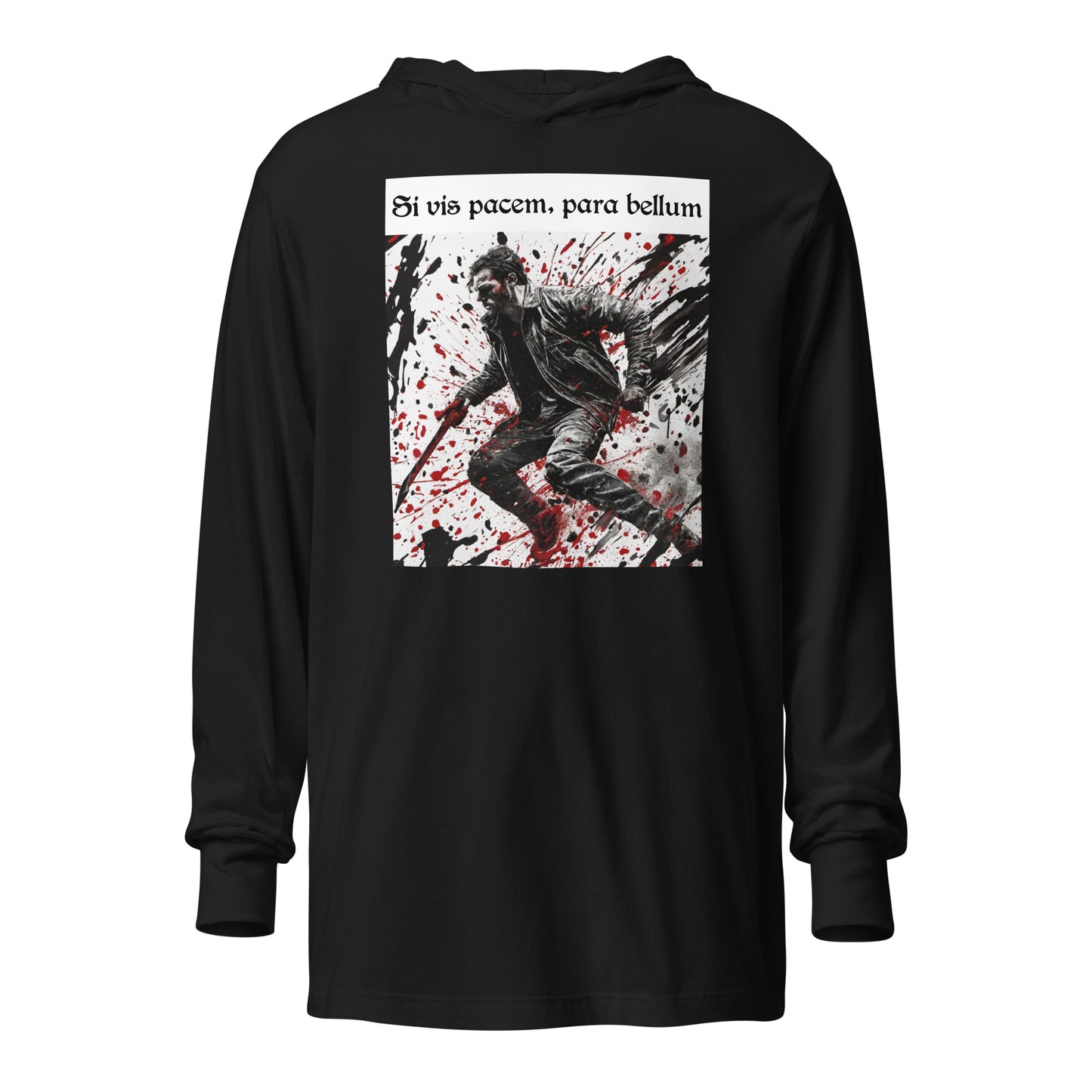 If You Want Peace, Prepare for War Men's Hooded Long-Sleeve Tee Black