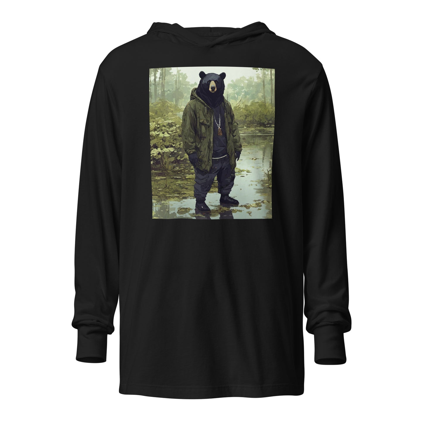 Stoic Black Bear Hooded Long-Sleeve Tee Black