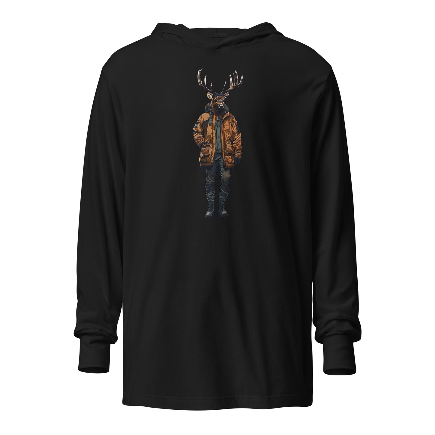 Urban Bull Elk Hooded Long-Sleeve Tee Black