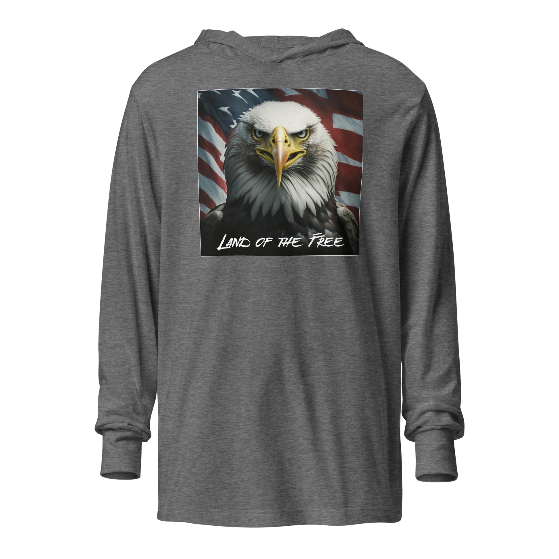 Land of the Free Hooded Long-Sleeve Tee Grey Triblend