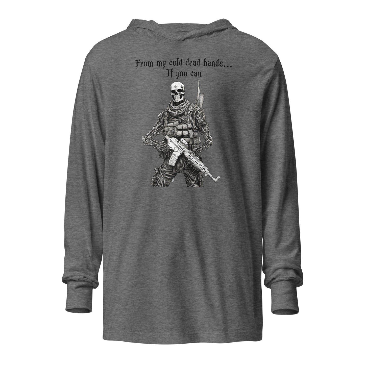 From My Cold Dead Hands Men's Hooded Long-Sleeve Graphic Tee Grey Triblend