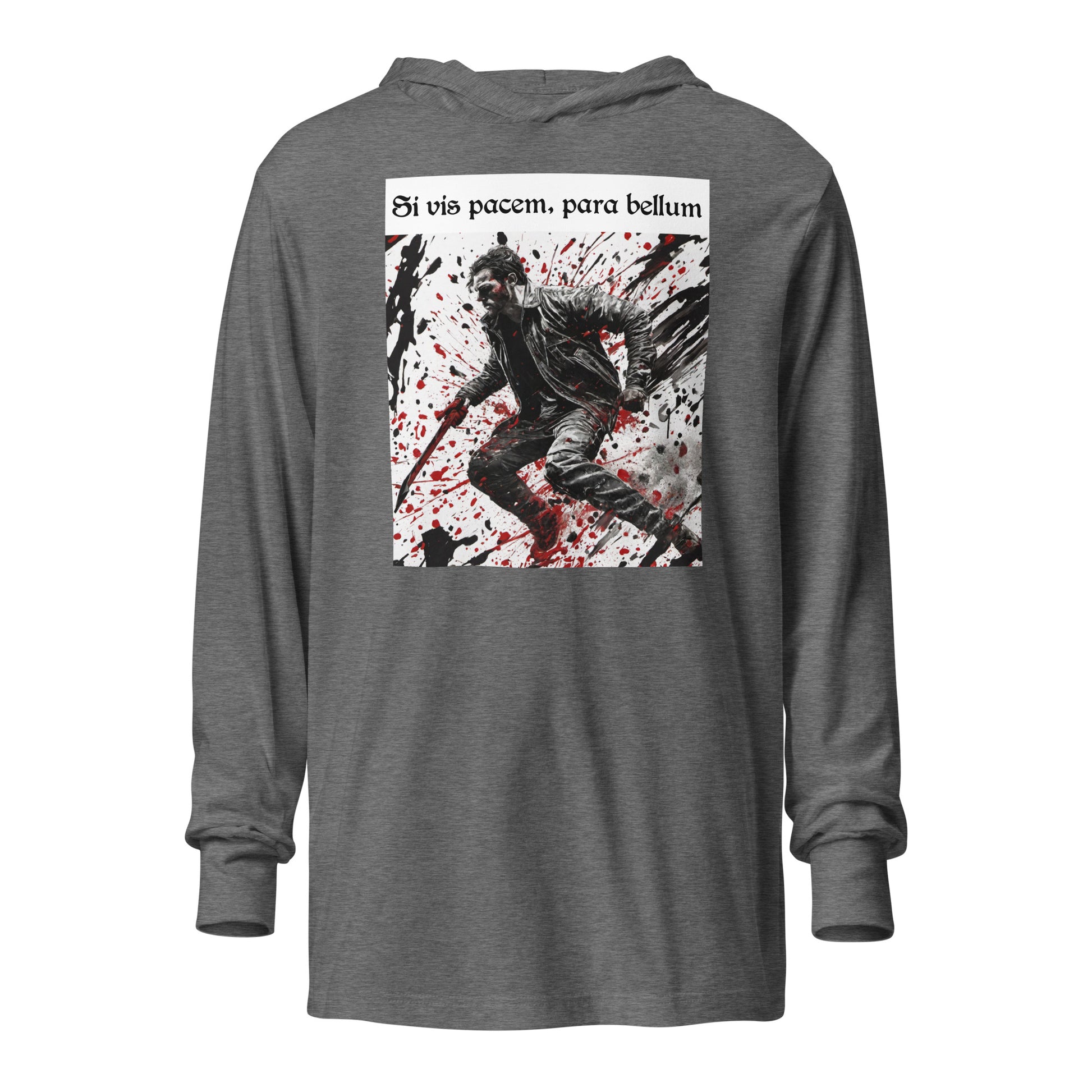 If You Want Peace, Prepare for War Men's Hooded Long-Sleeve Tee Grey Triblend