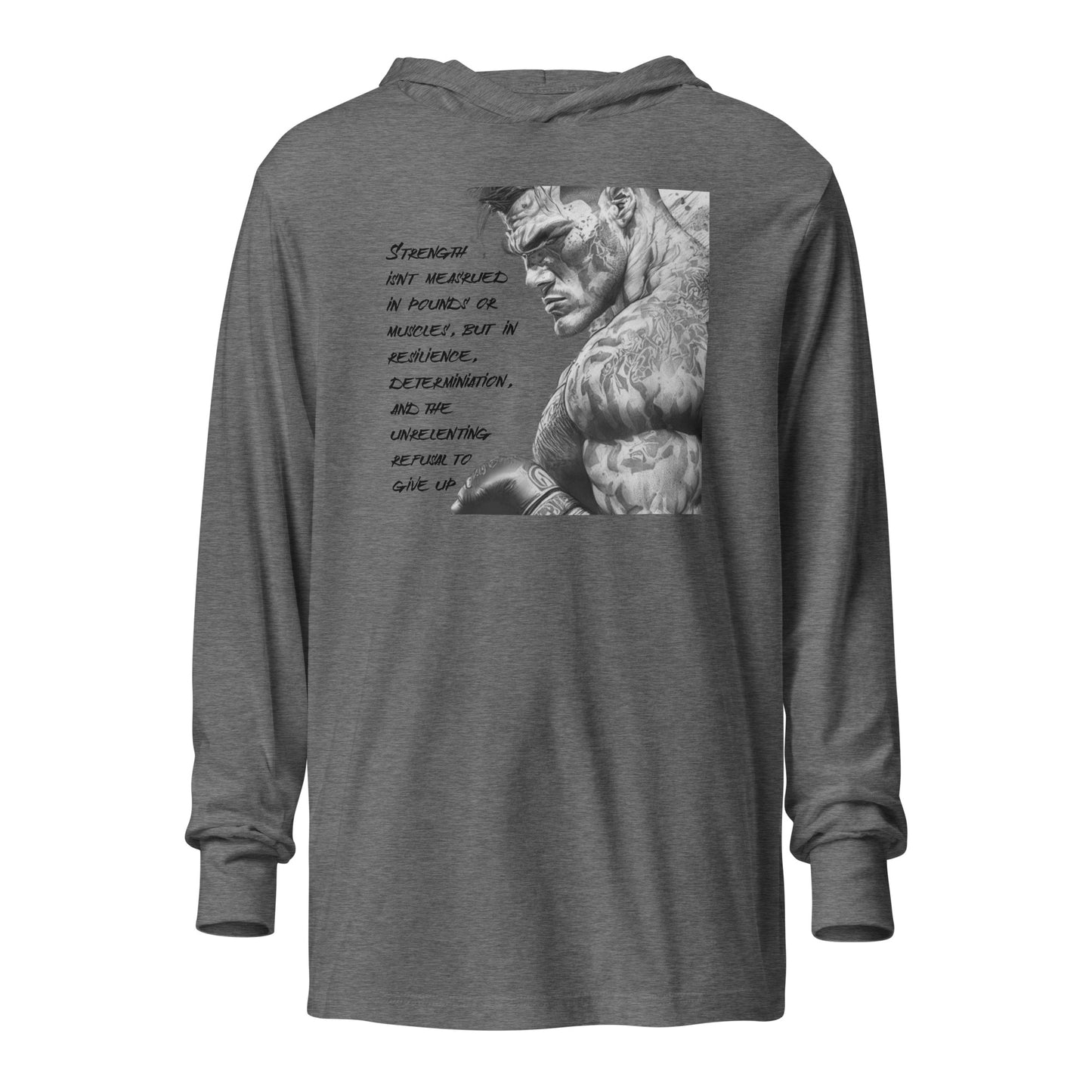 Strength and Determination Men's Hooded Long-Sleeve Tee Grey Triblend