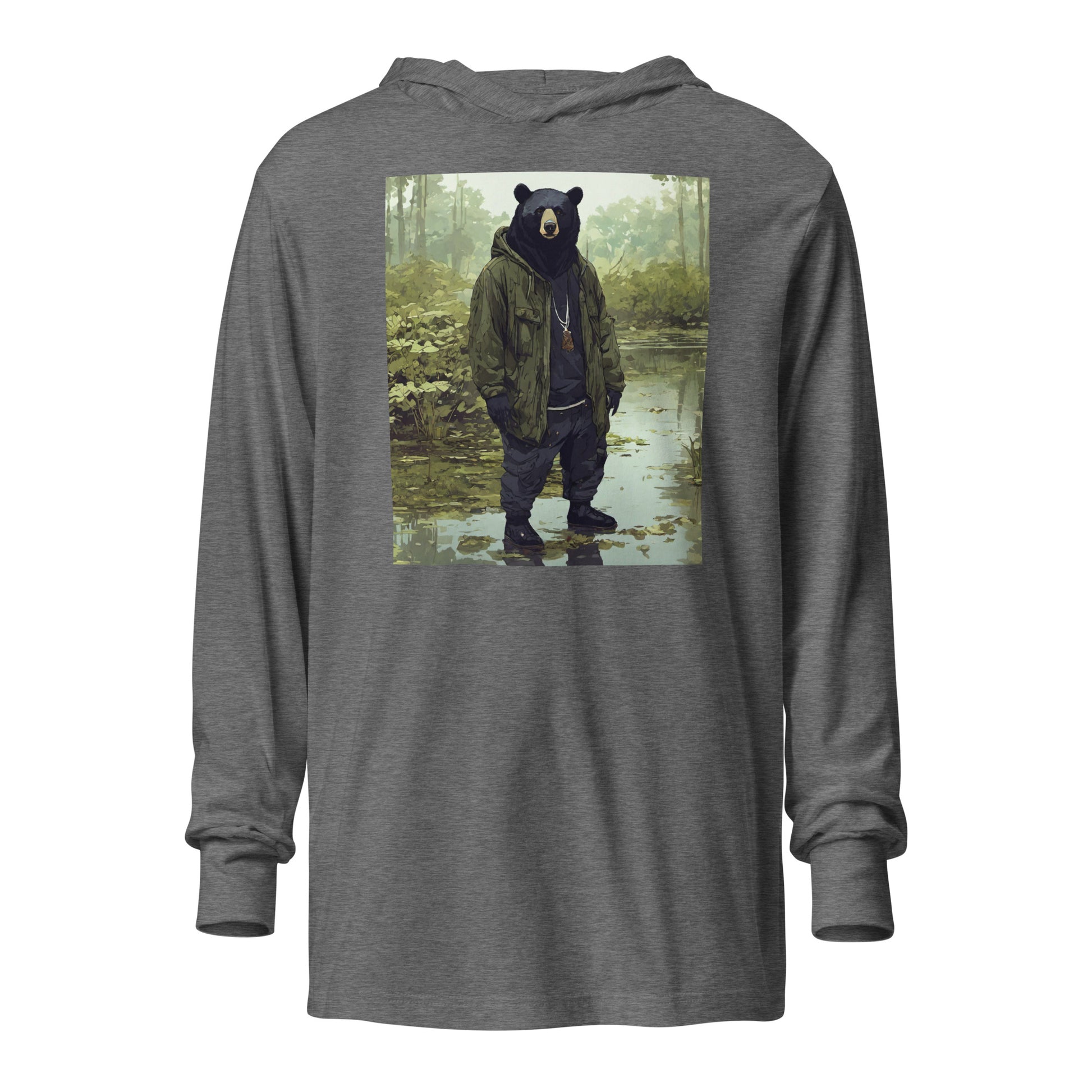 Stoic Black Bear Hooded Long-Sleeve Tee Grey Triblend