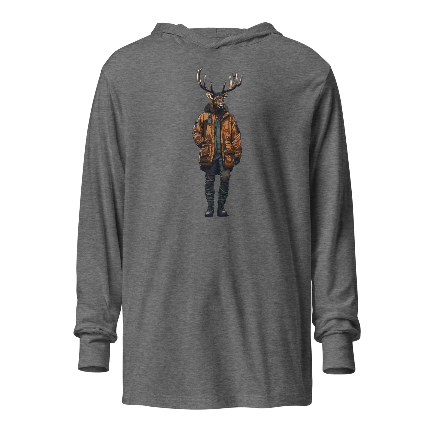 Urban Bull Elk Hooded Long-Sleeve Tee Grey Triblend
