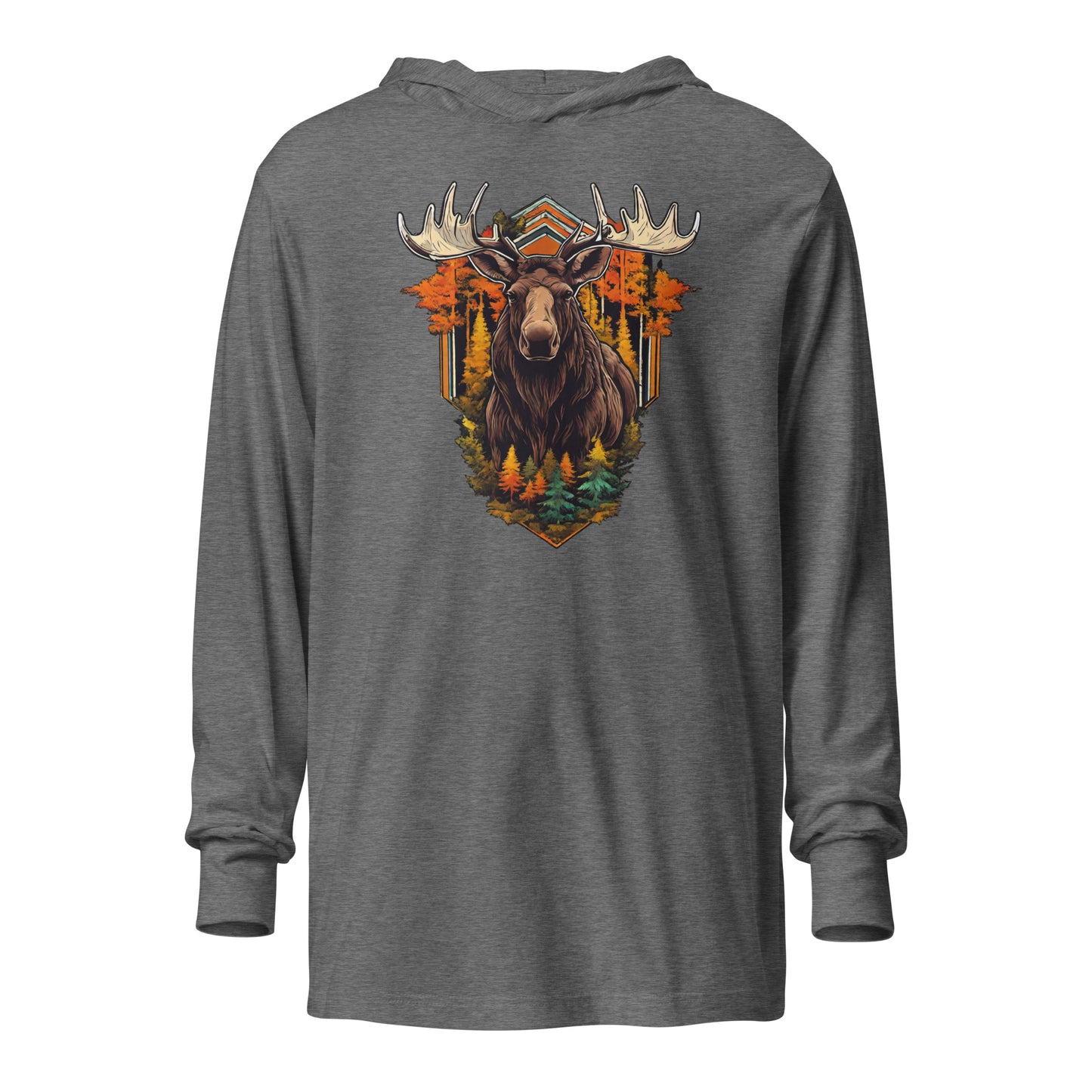 Moose & Forest Emblem Hooded Long-Sleeve Tee Grey Triblend