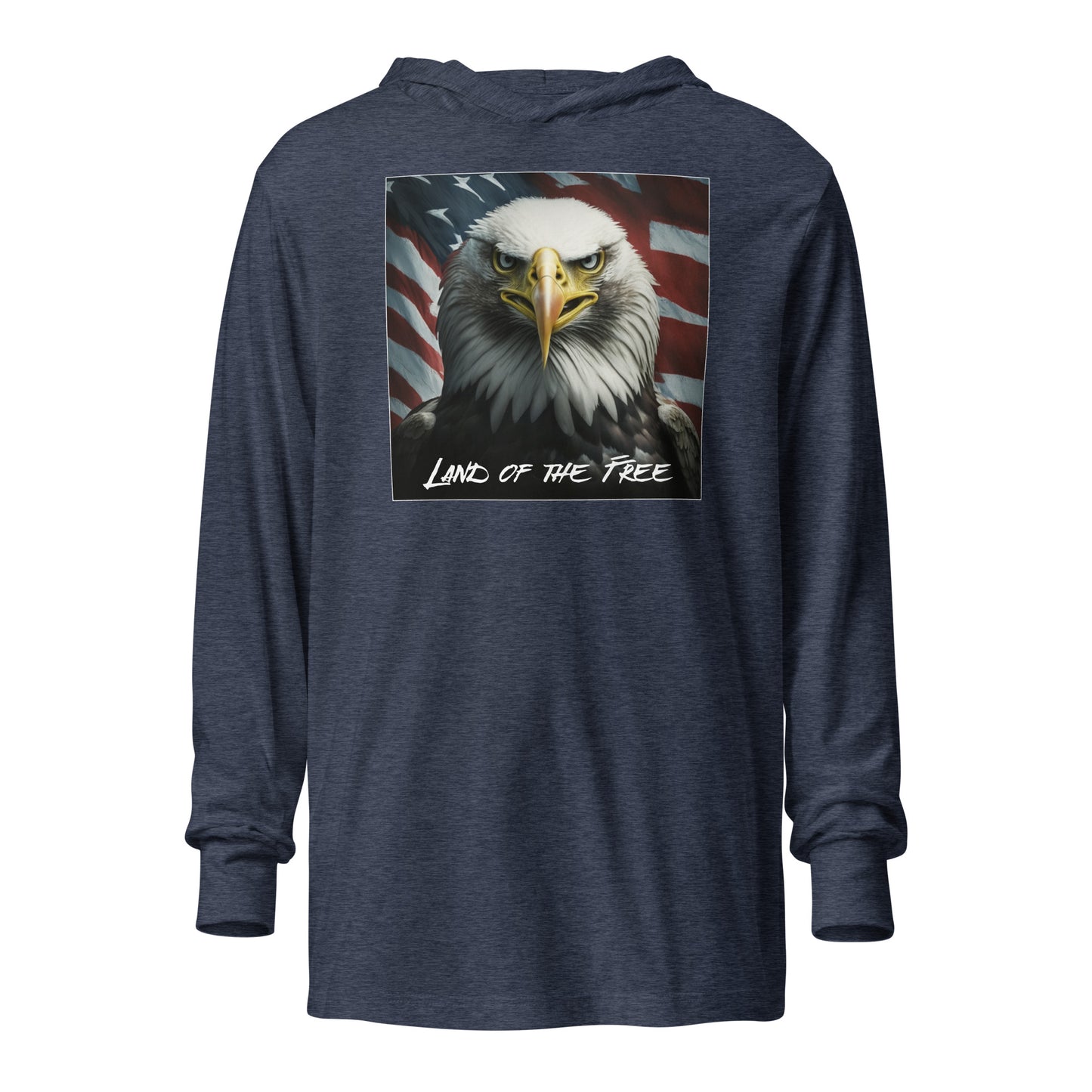 Land of the Free Hooded Long-Sleeve Tee Heather Navy