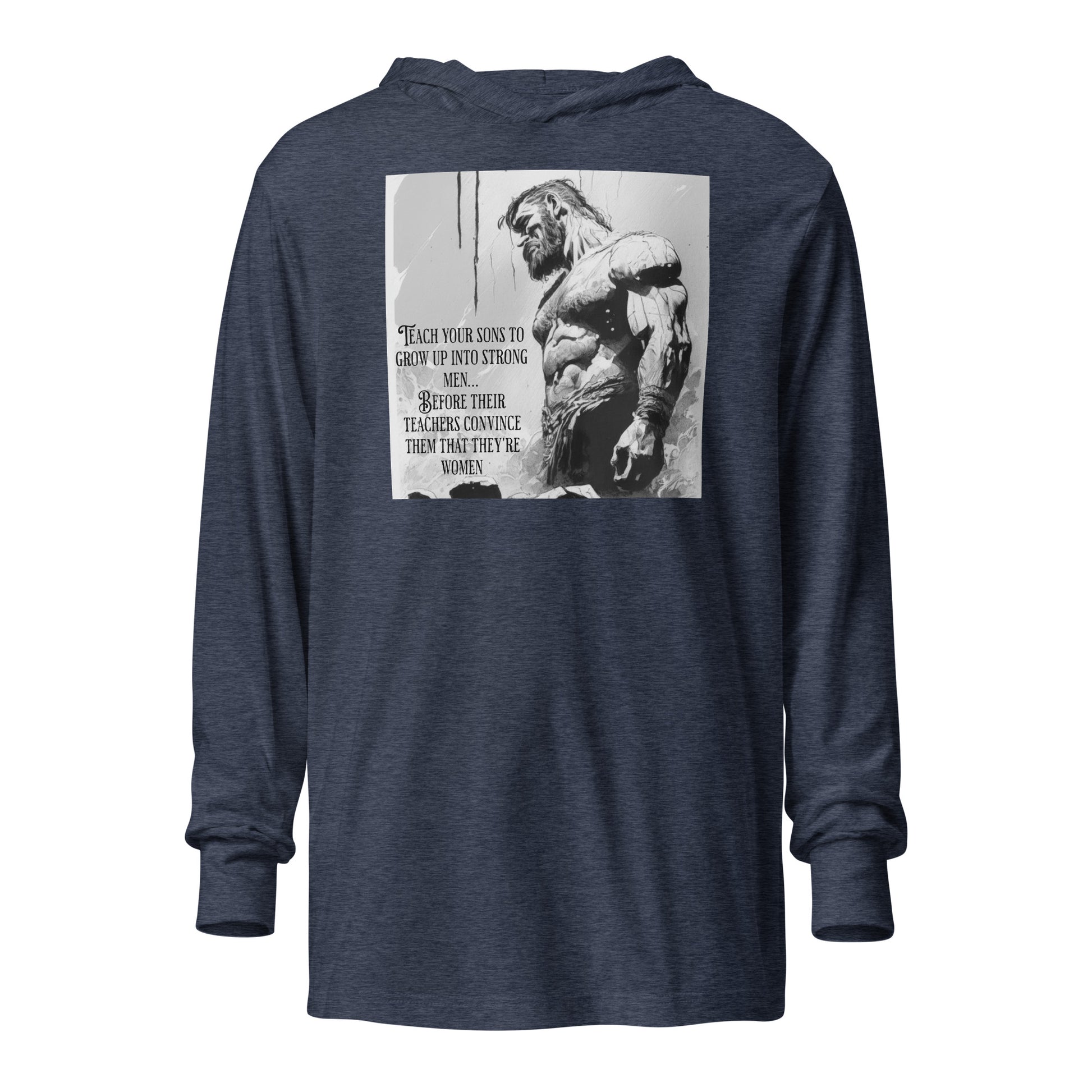 Raise Strong Men Graphic Men's Hooded Long-Sleeve Tee Heather Navy