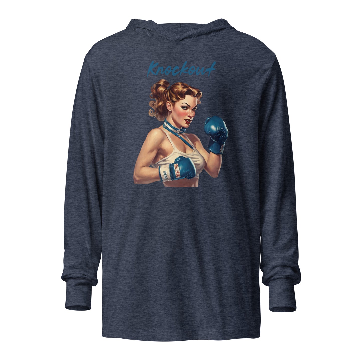 Knockout Women's Hooded Long-Sleeve Tee Heather Navy