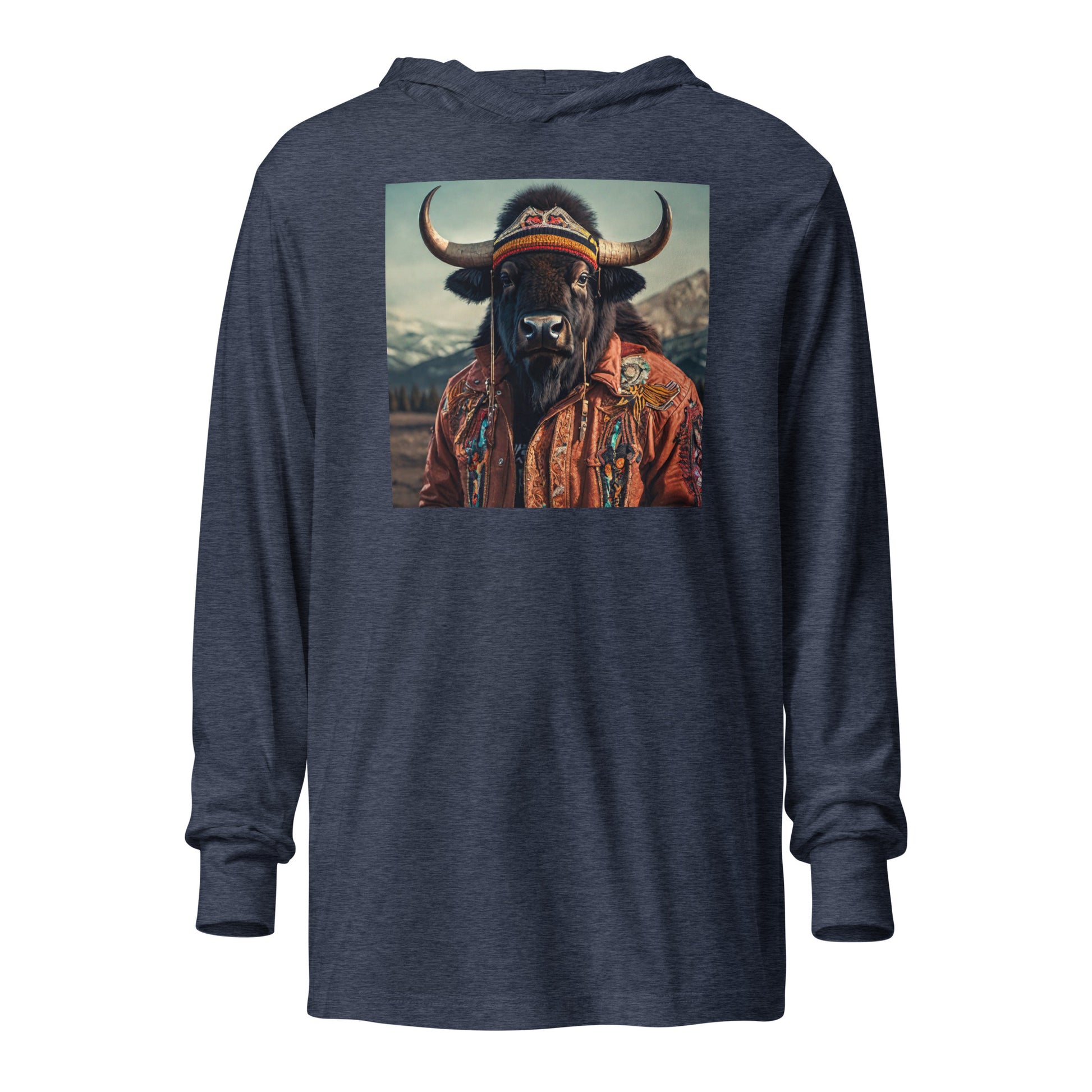 Wild Buffalo Hooded Long-Sleeve Graphic Tee Heather Navy