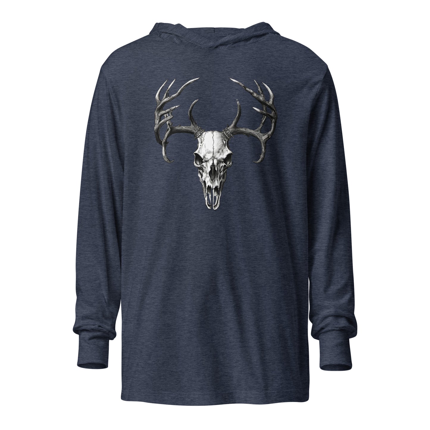 Deer Skull Hooded Long-Sleeve Tee Heather Navy