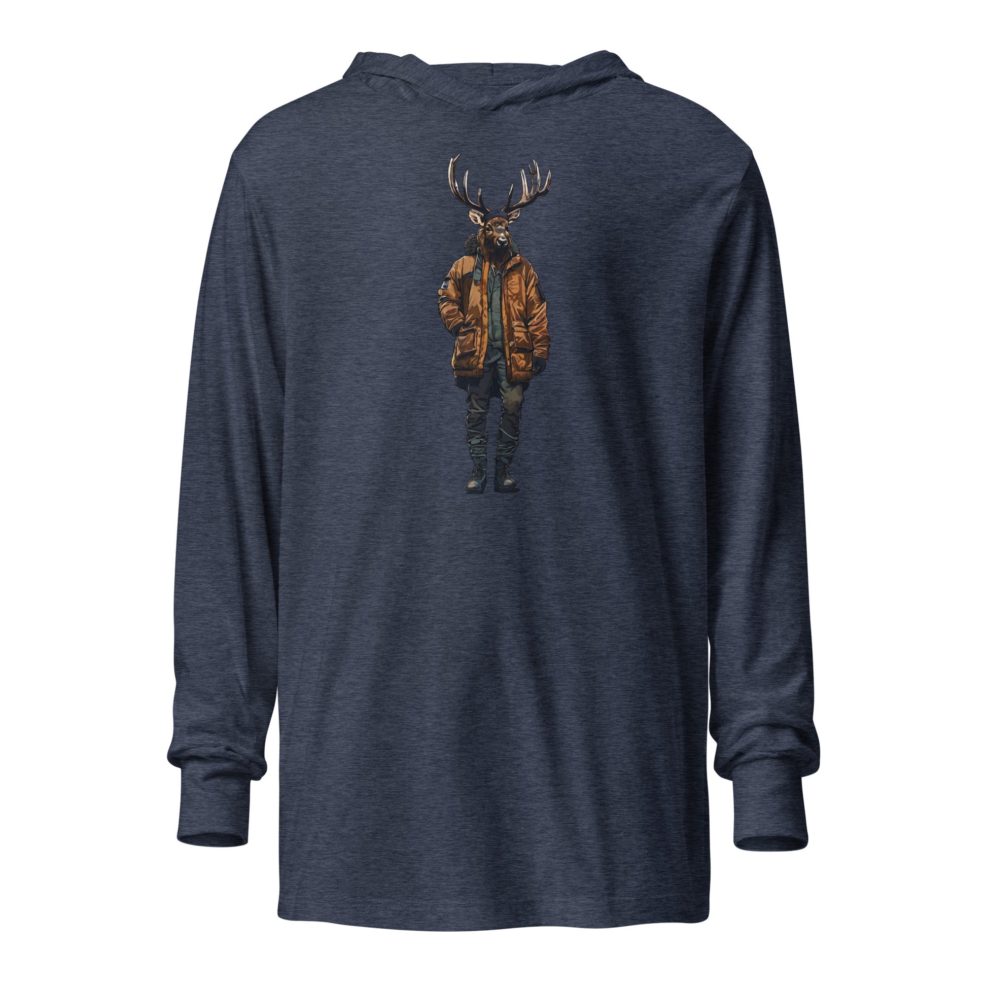 Urban Bull Elk Hooded Long-Sleeve Tee Heather Navy