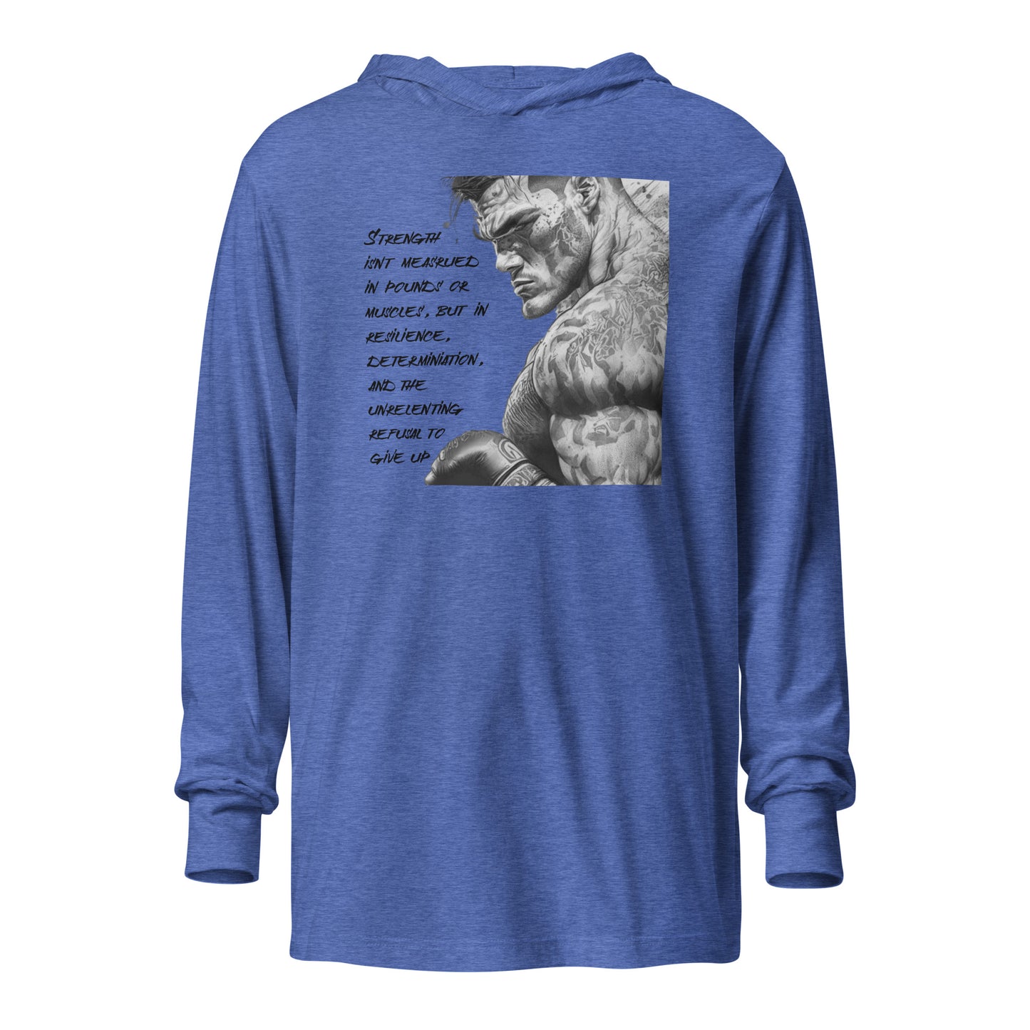 Strength and Determination Men's Hooded Long-Sleeve Tee Heather True Royal