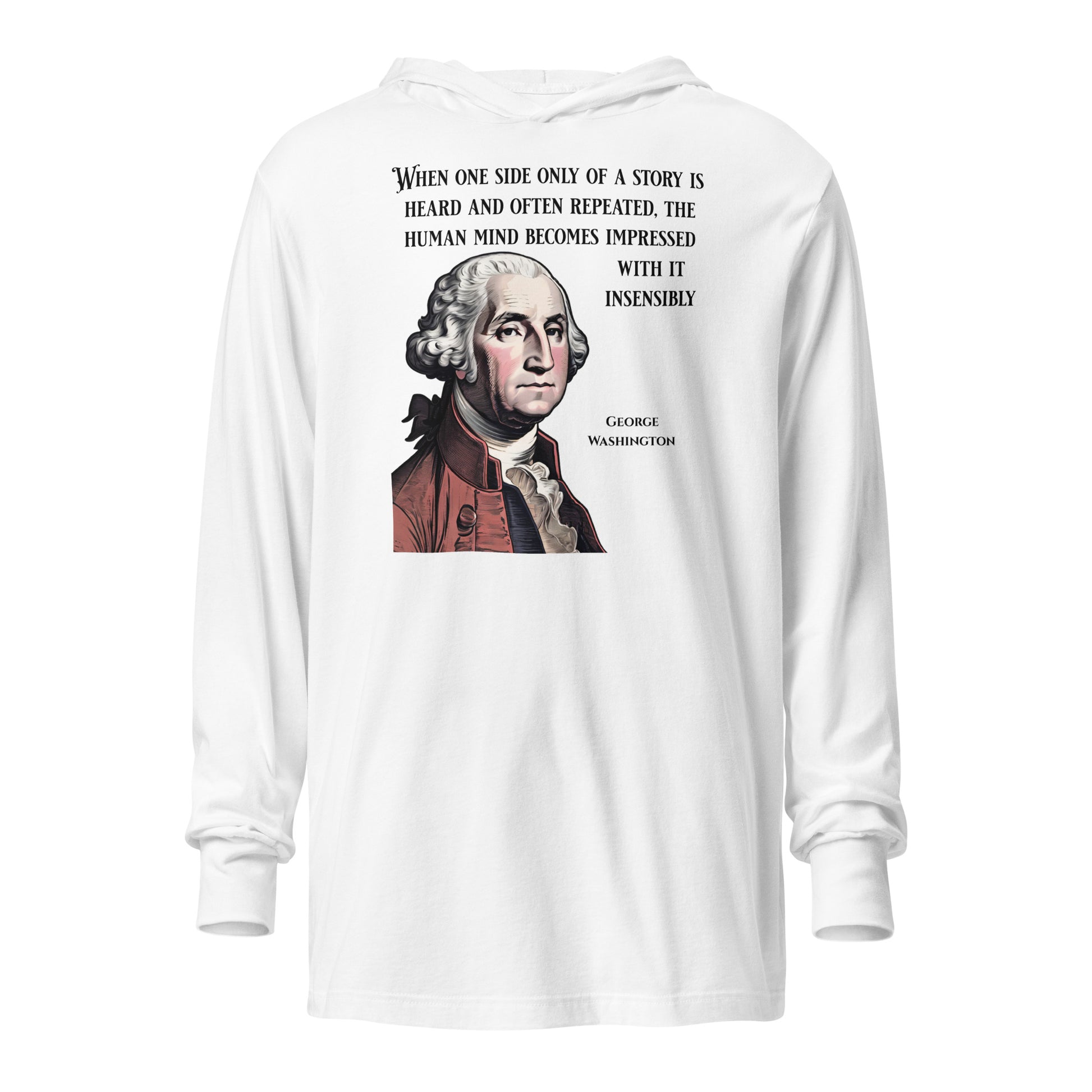 Washington's Wisdom Hooded Long-sleeve Tee White