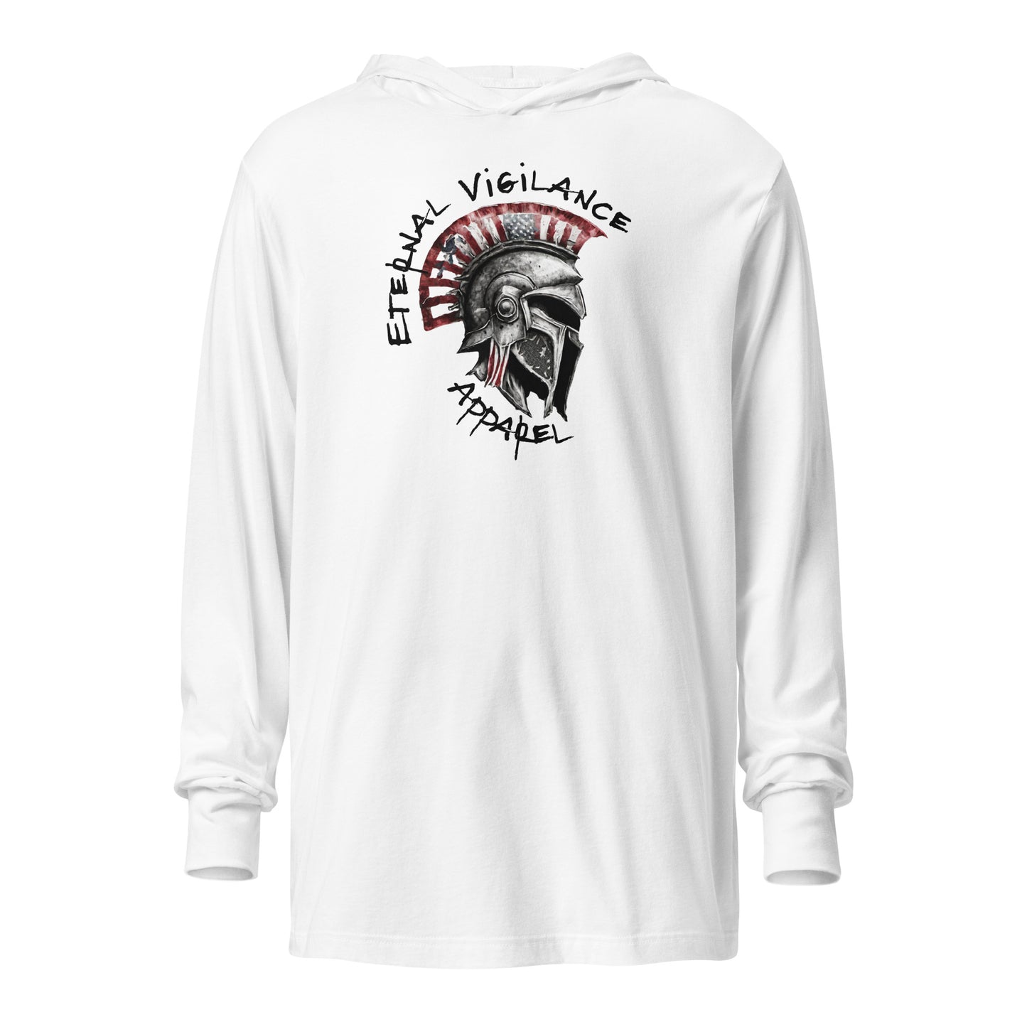 Eternal Vigilance Spartan Logo Hooded Long-Sleeve Tee White
