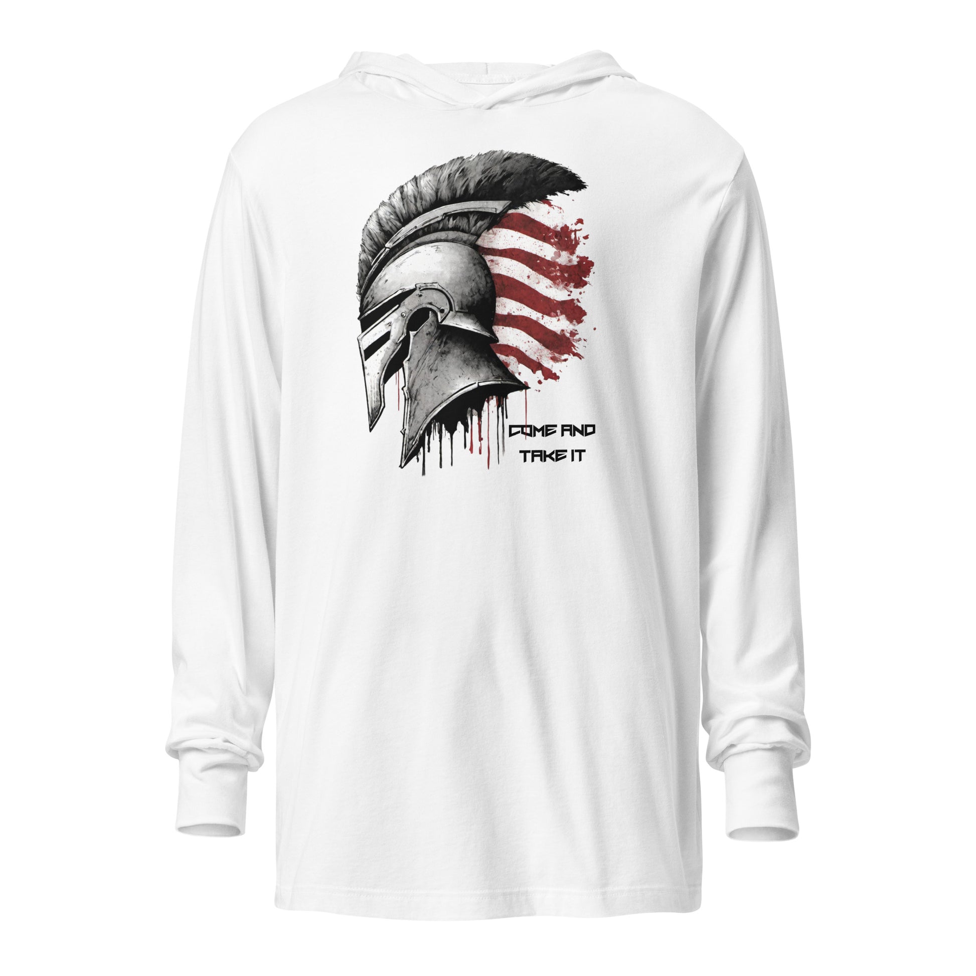 Come And Take It Spartan Hooded Long-Sleeve Tee White