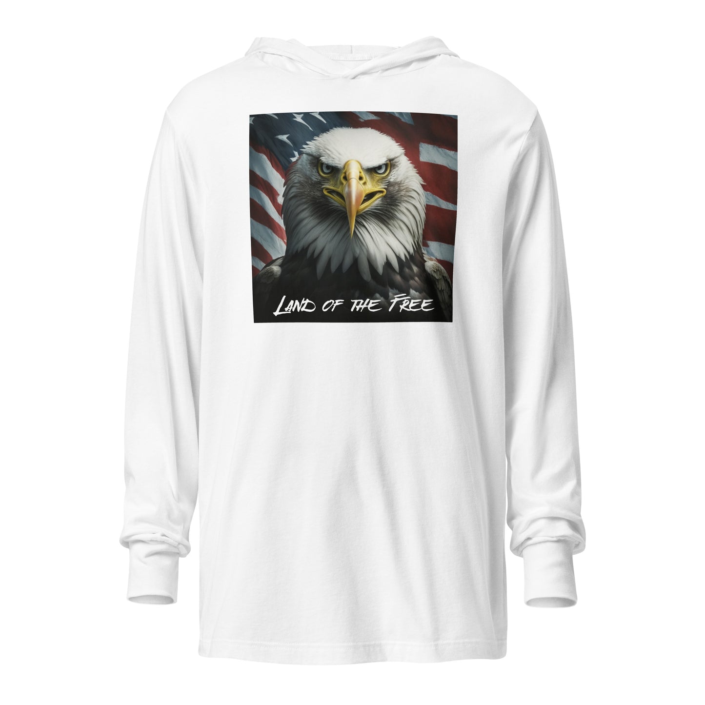 Land of the Free Hooded Long-Sleeve Tee White