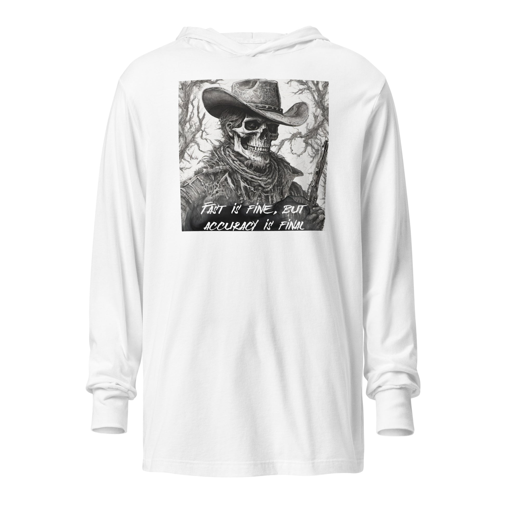 Accuracy is Final Men's Hooded Long-Sleeve Tee White