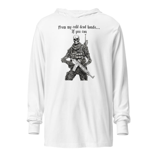 From My Cold Dead Hands Men's Hooded Long-Sleeve Graphic Tee White