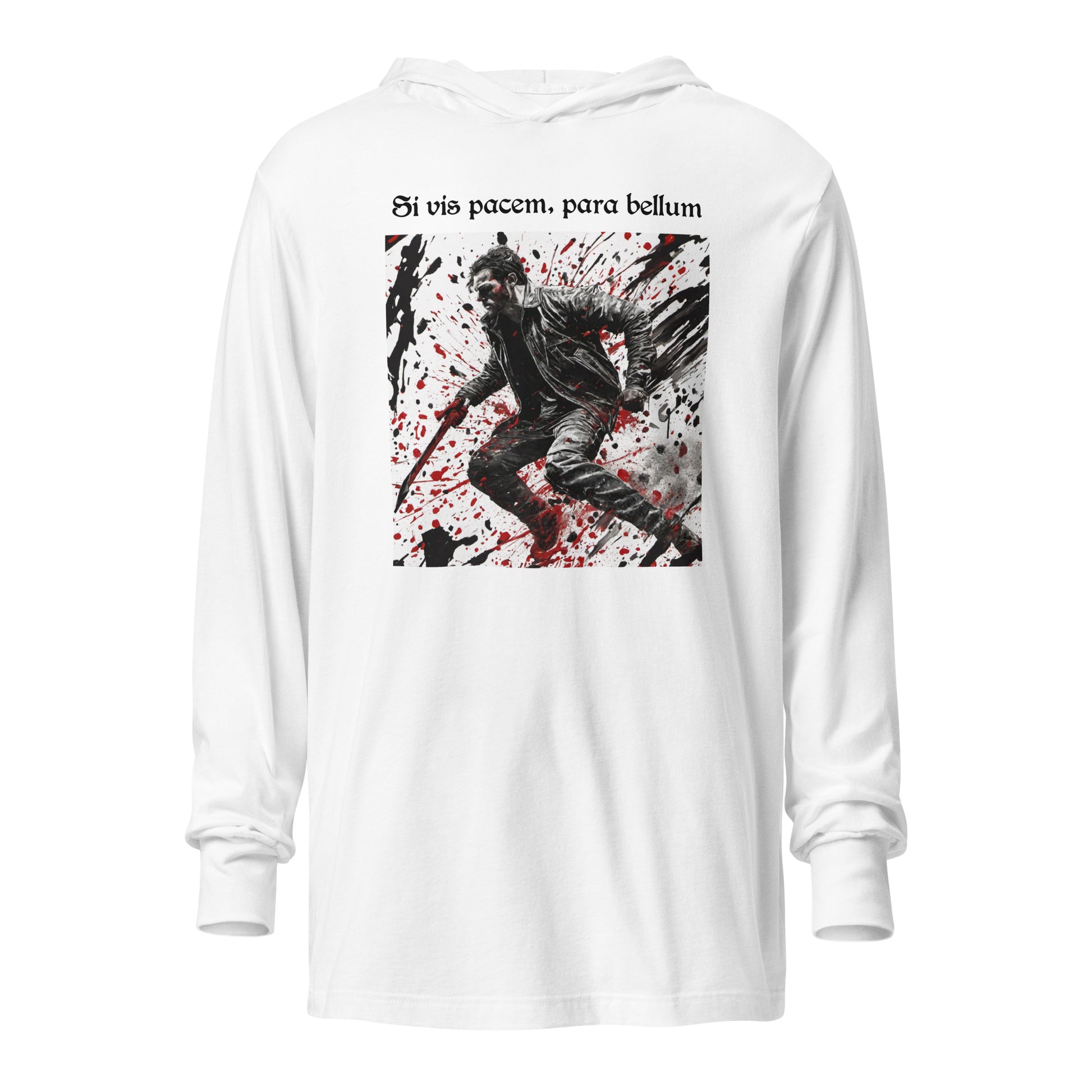 If You Want Peace, Prepare for War Men's Hooded Long-Sleeve Tee White