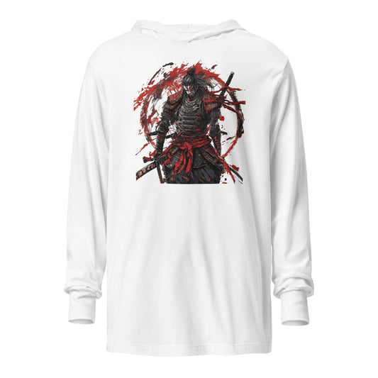 Art of War Hooded Long-Sleeve Graphic Tee White