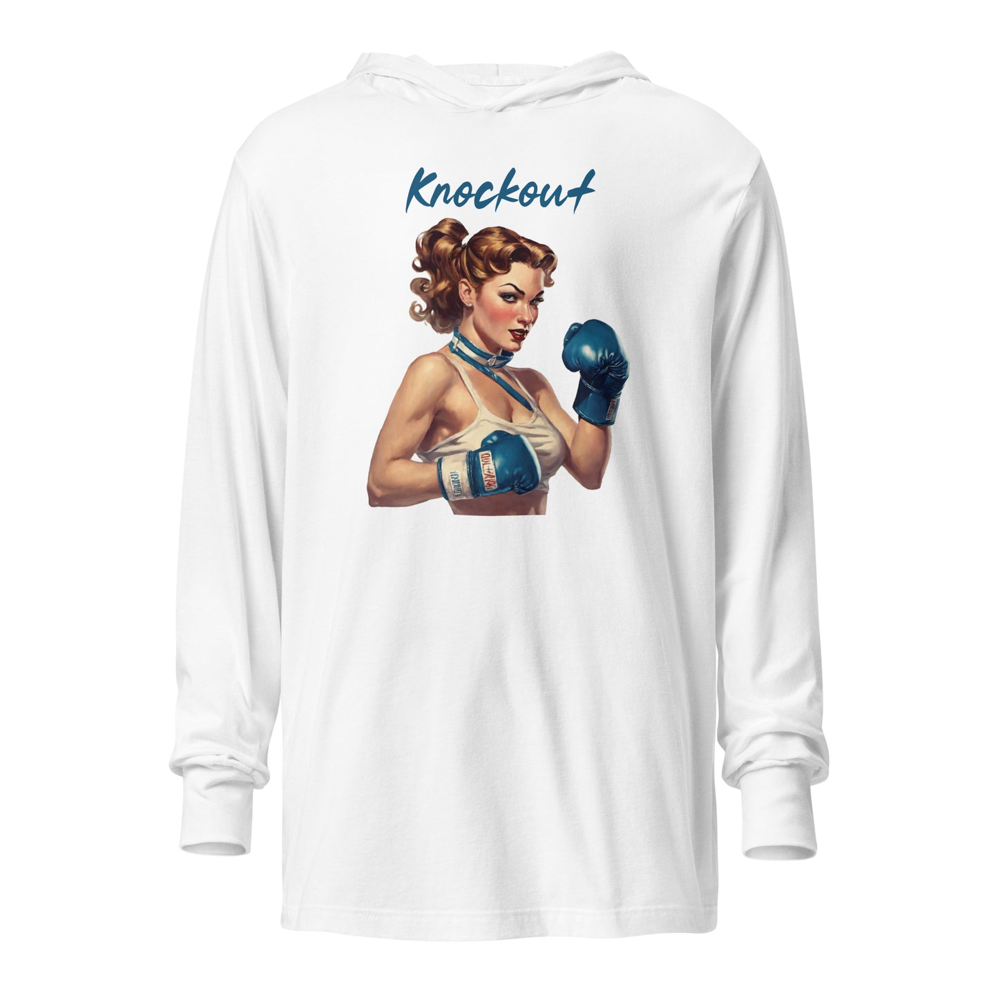 Knockout Women's Hooded Long-Sleeve Tee White