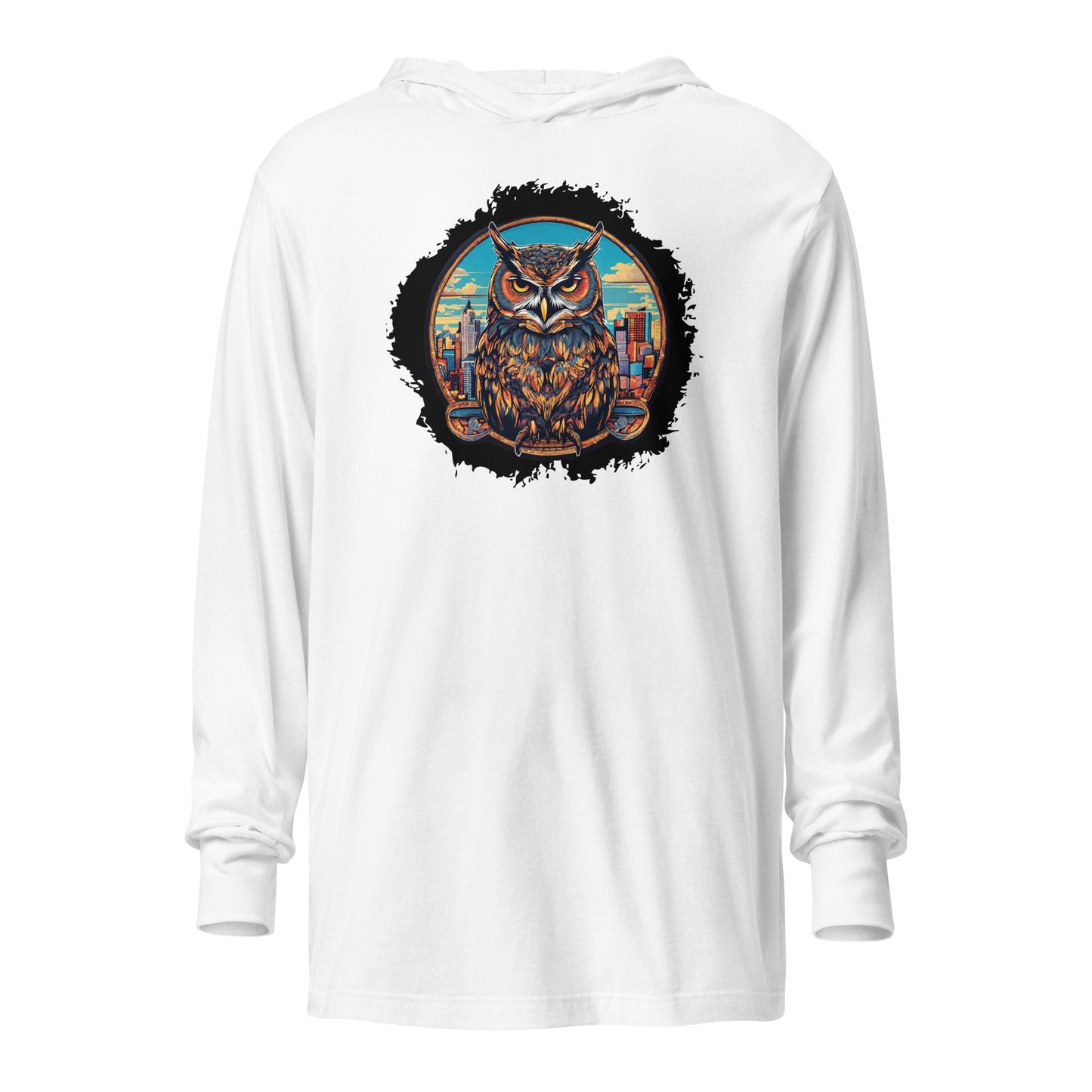 Owl in the City Emblem Hooded Long-Sleeve Tee White