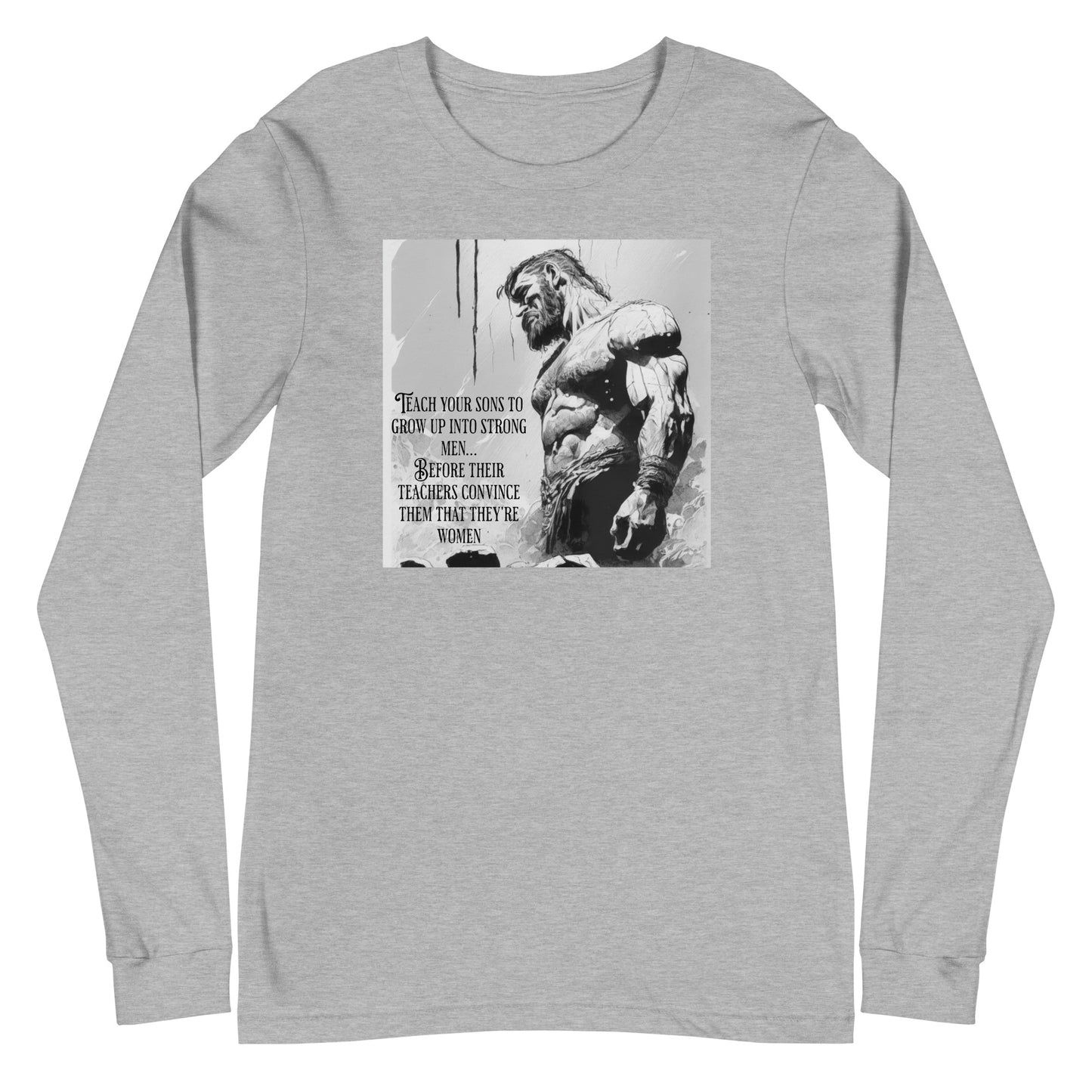 Raise Strong Men Graphic Men's Long Sleeve Tee Athletic Heather