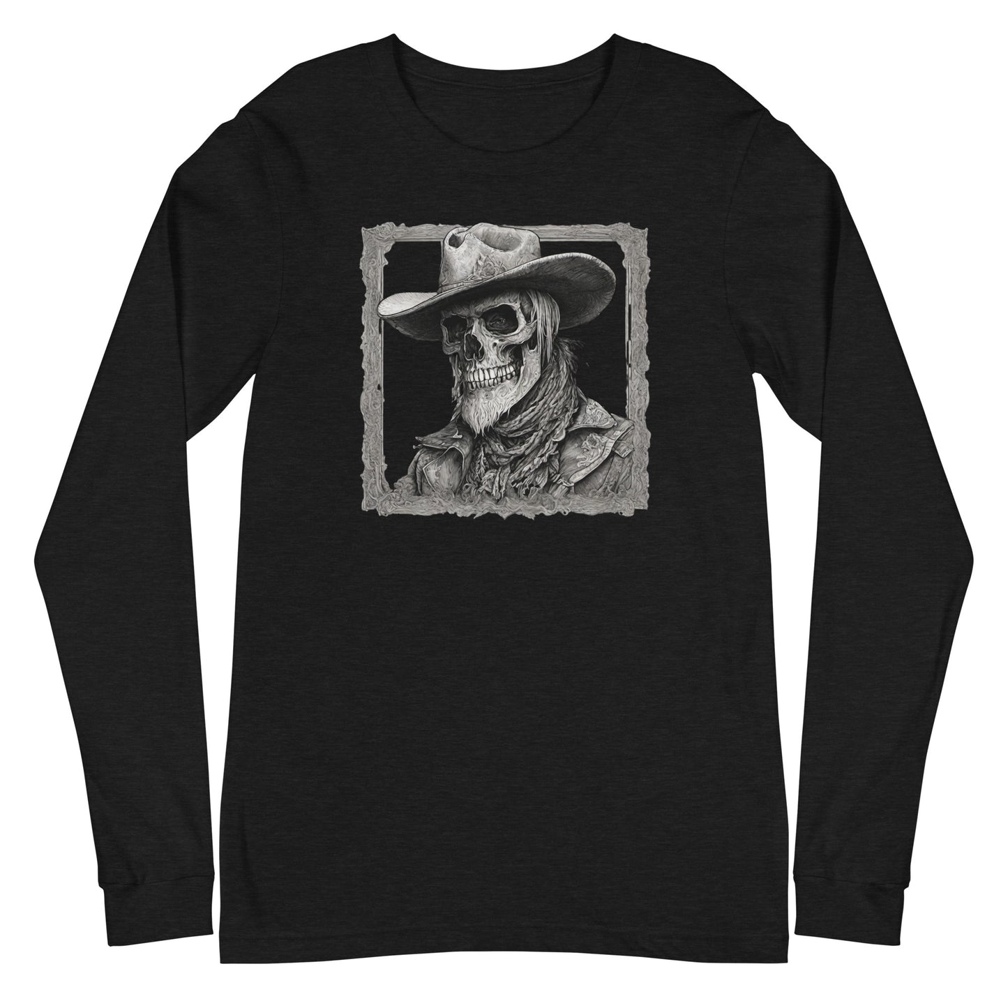 Cowboy Reaper Long Sleeve Graphic Tee Black Heather