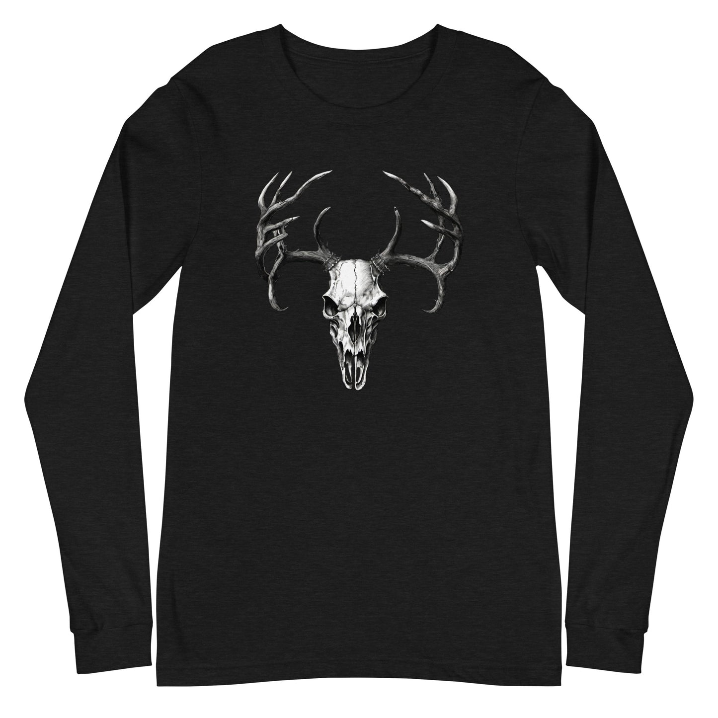 Deer Skull Long Sleeve Tee Black Heather