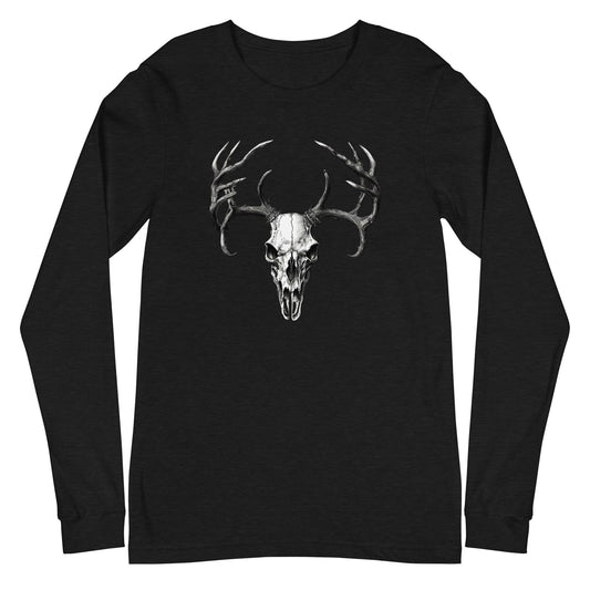 Deer Skull Long Sleeve Tee Black Heather