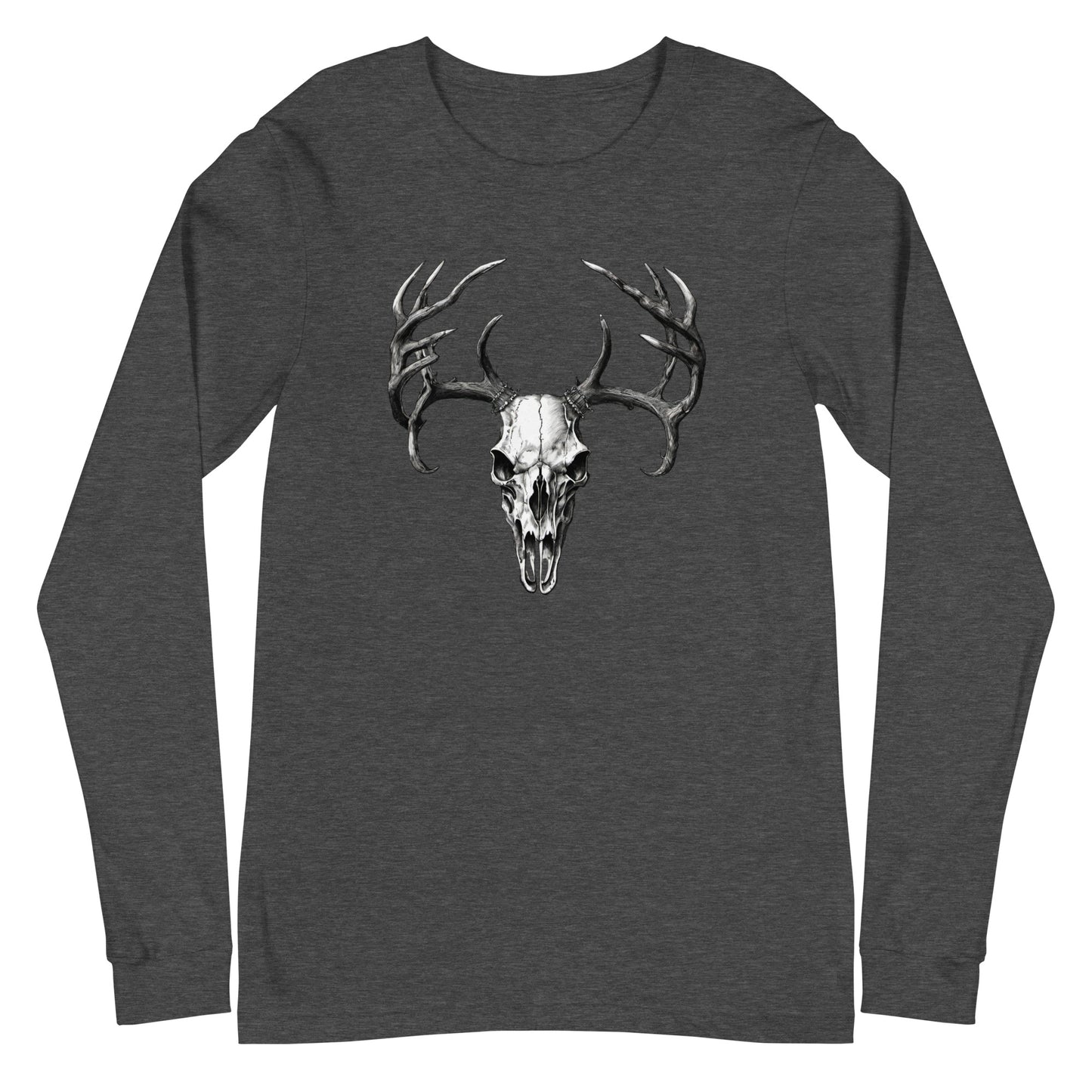 Deer Skull Long Sleeve Tee Dark Grey Heather
