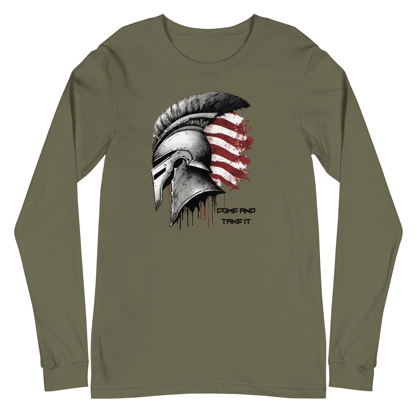 Come And Take It Spartan Long Sleeve Tee Military Green