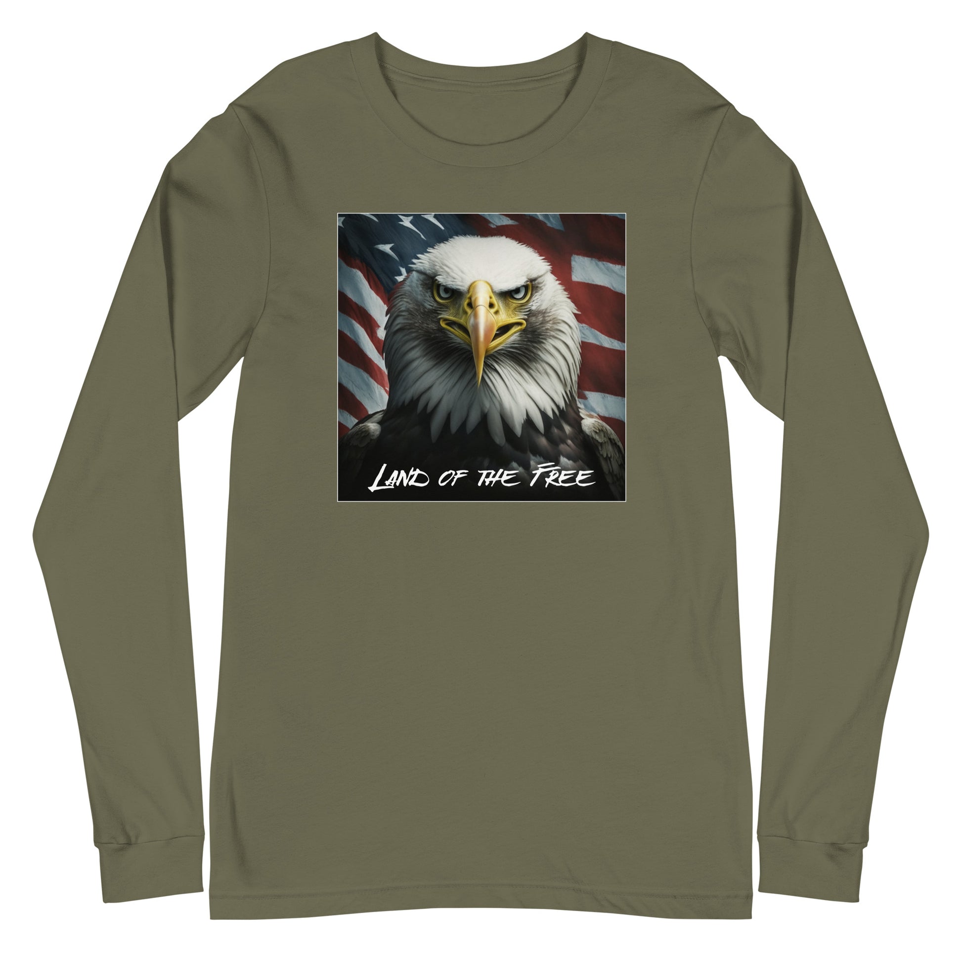 Land of the Free Graphic Long Sleeve Tee Military Green