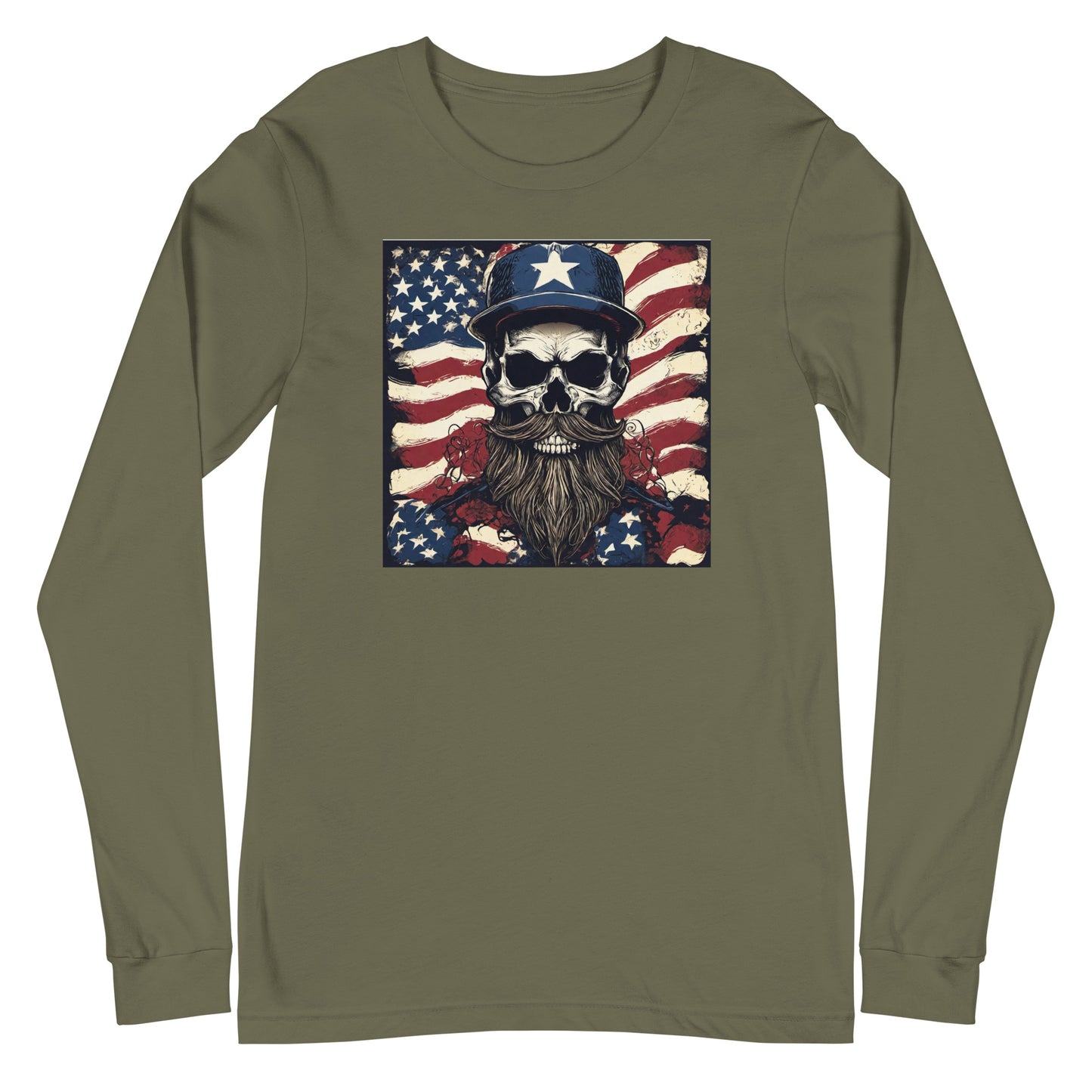 Handsome American Reaper Long Sleeve Graphic Tee Military Green