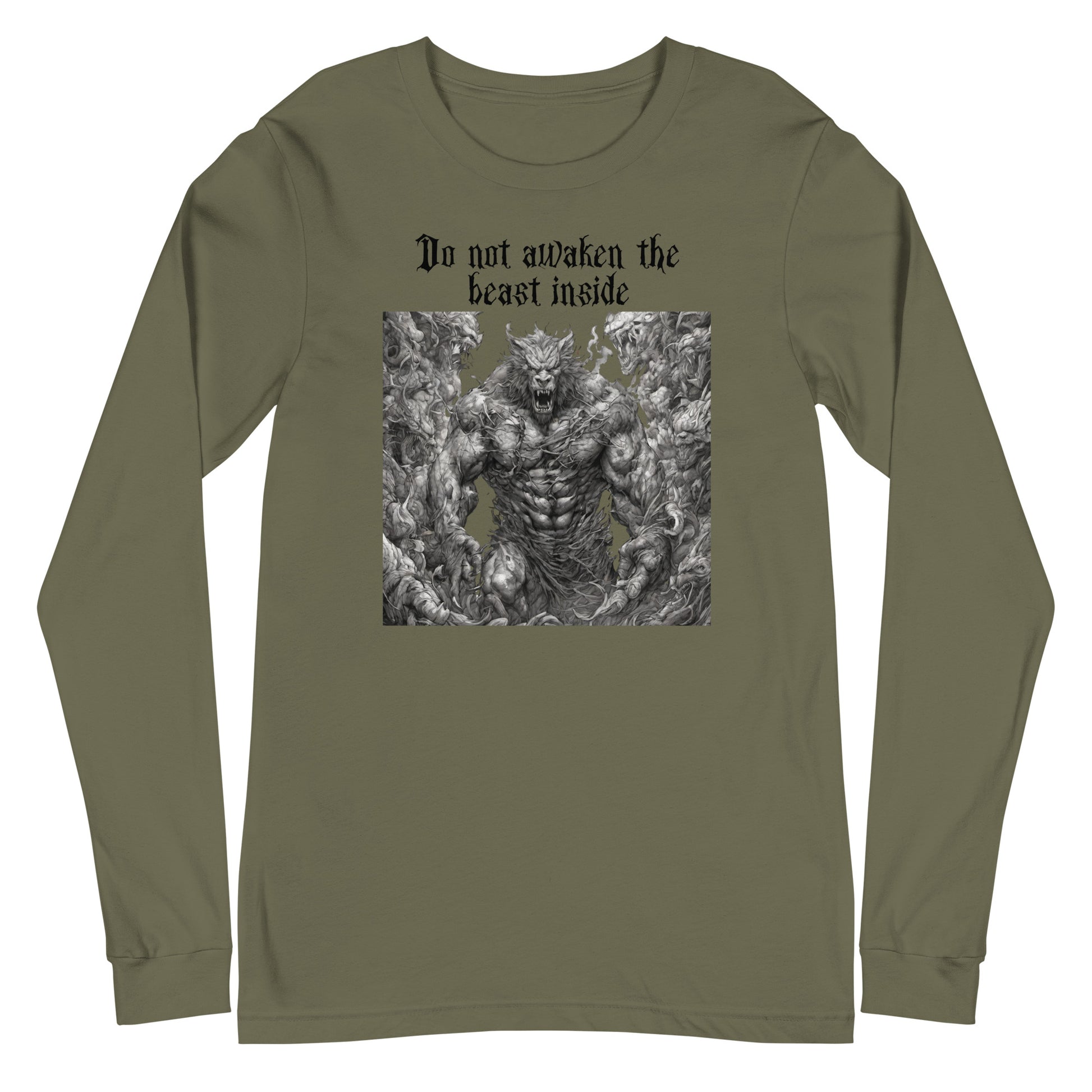 The Beast Inside Men's Long Sleeve Graphic Tee Military Green