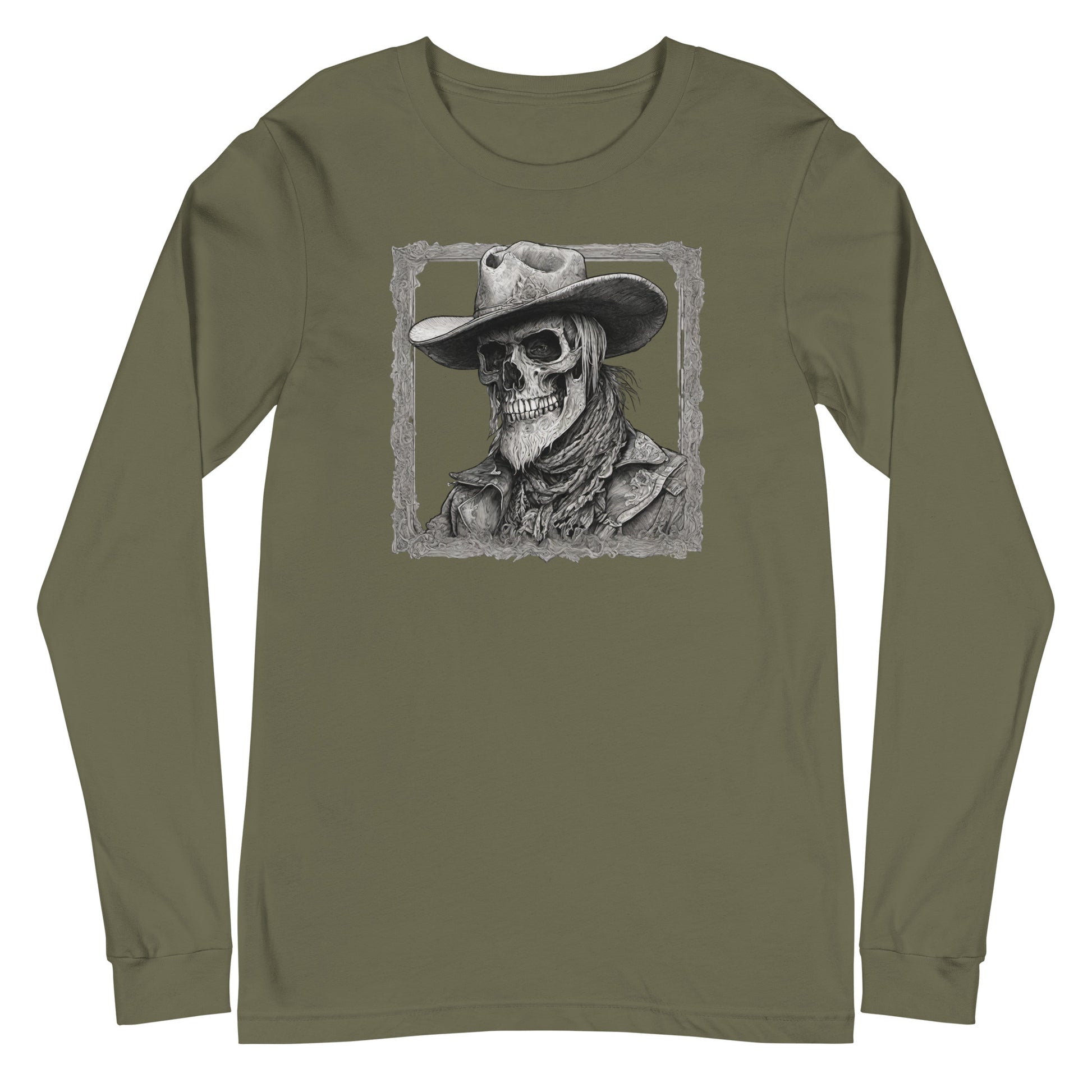 Cowboy Reaper Long Sleeve Graphic Tee Military Green