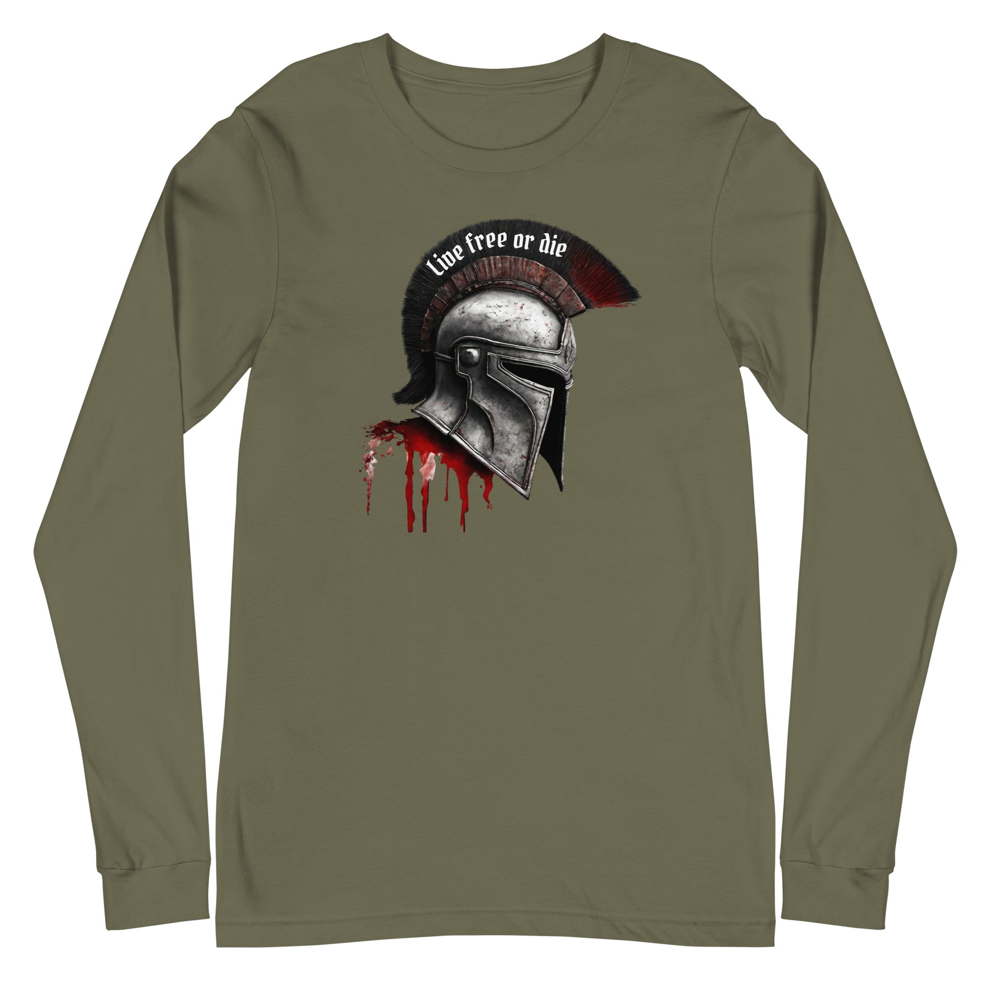 Live Free Spartan Men's Long Sleeve Graphic Tee Military Green