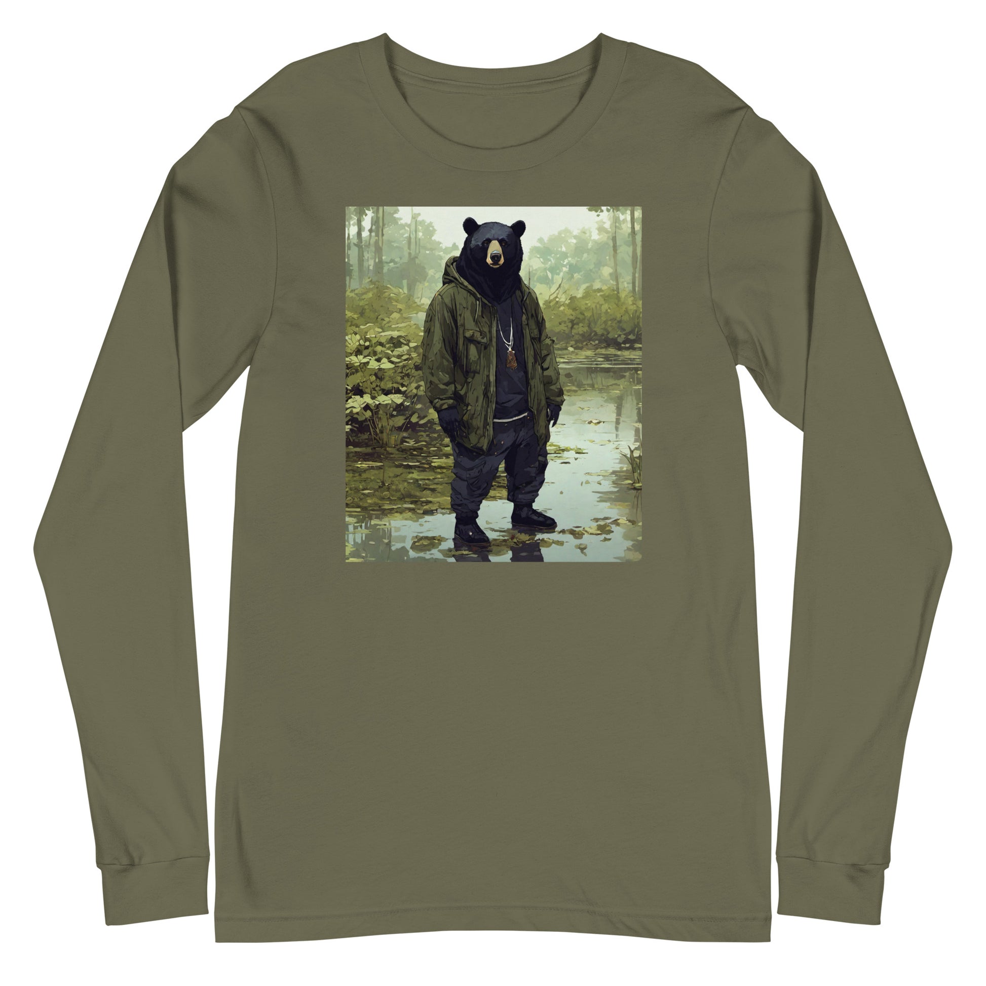 Stoic Black Bear Long Sleeve Tee Military Green