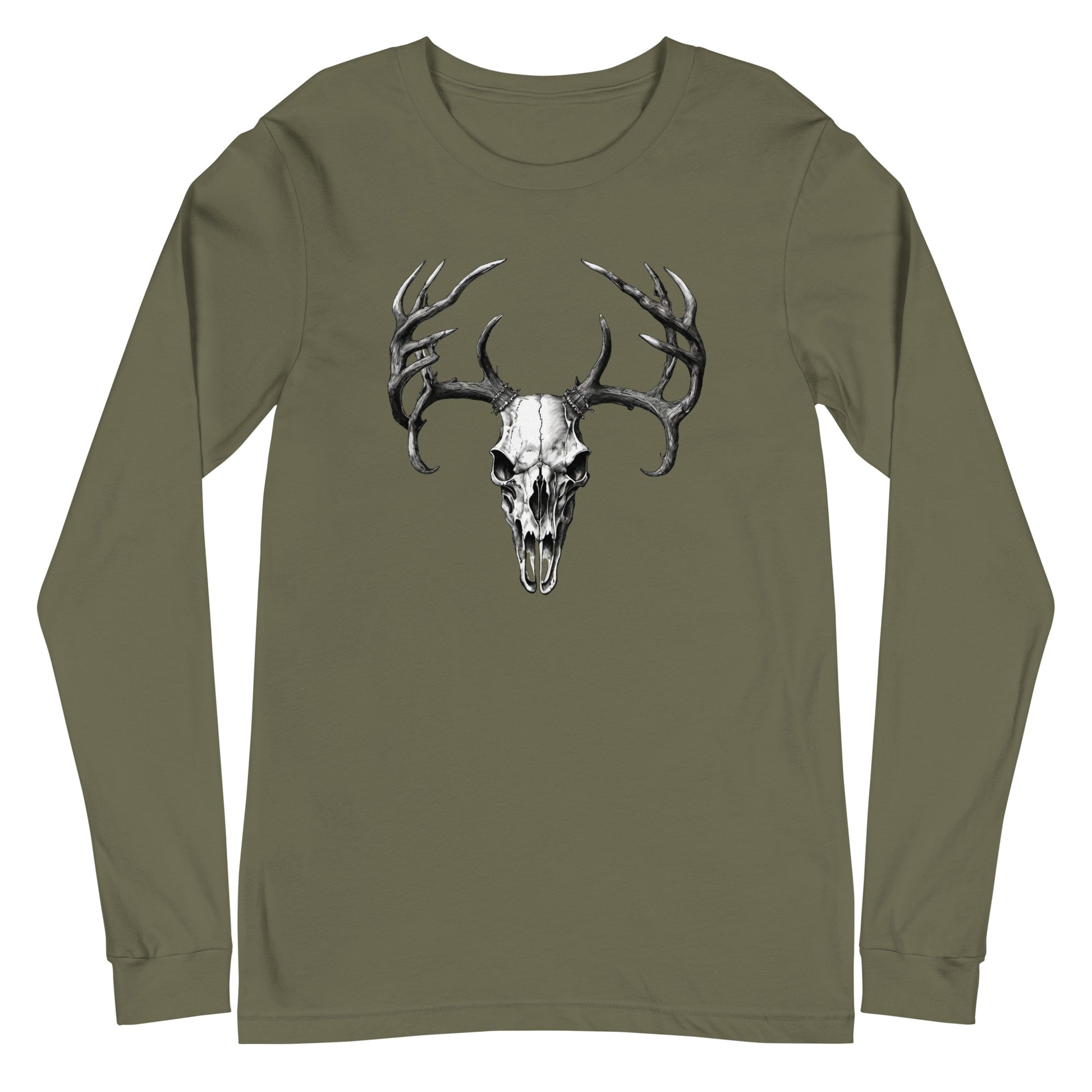 Deer Skull Long Sleeve Tee Military Green