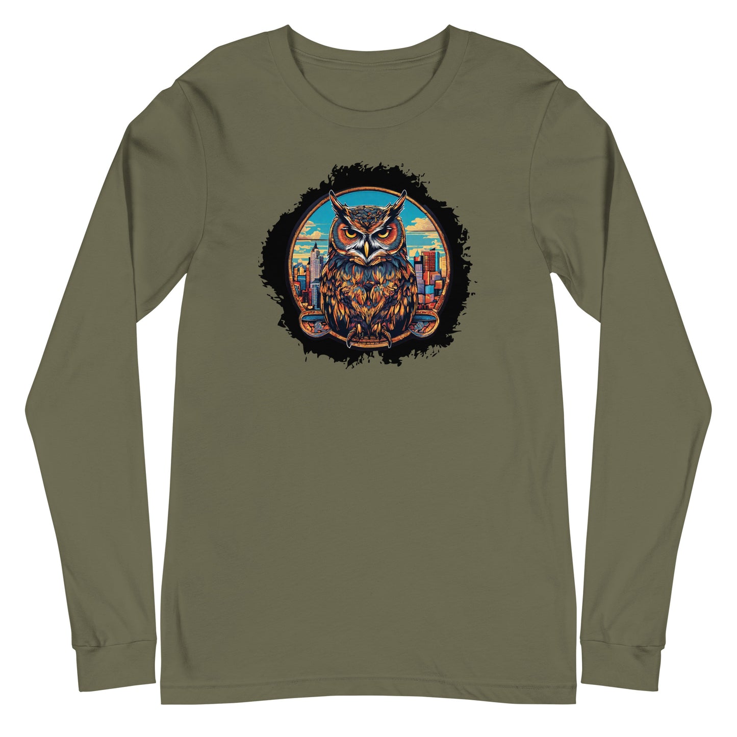 Owl in the City Emblem Long Sleeve Tee Military Green