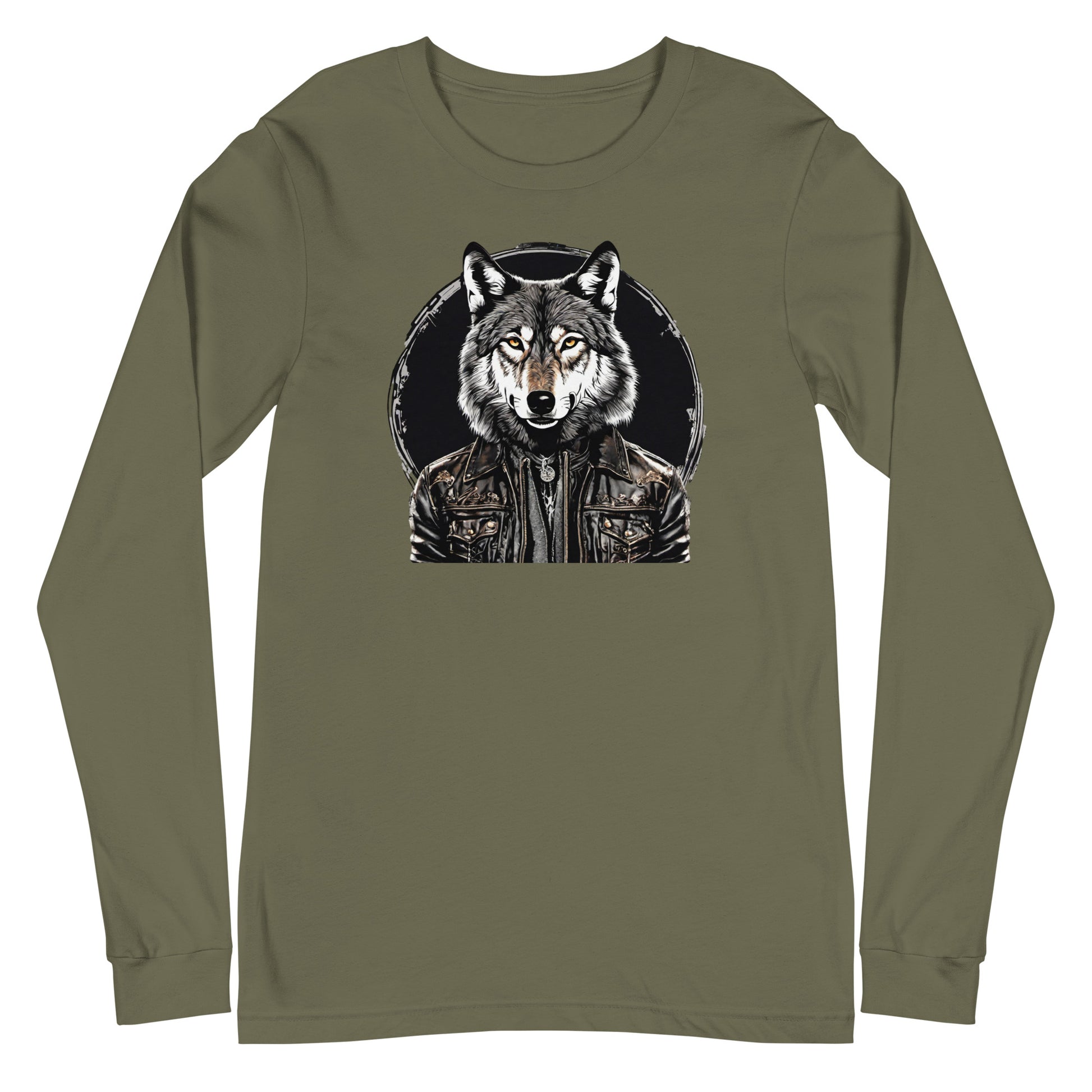 Golden-Eyed Lone Wolf Long Sleeve Tee Military Green